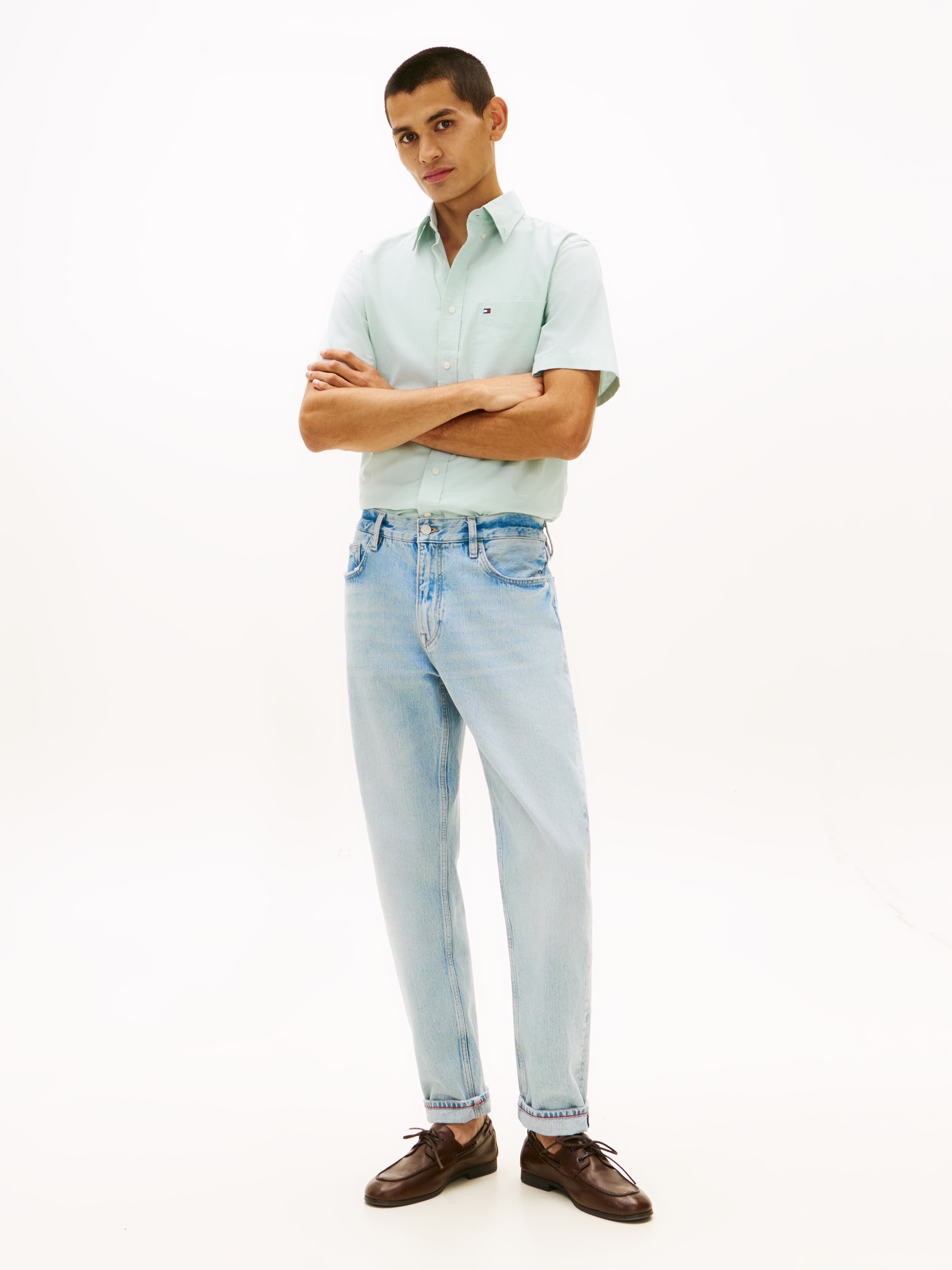 Tommy Hilfiger Chemise à manches courtes »LIGHT OXFORD SOLID« coupe régulière, col boutonné