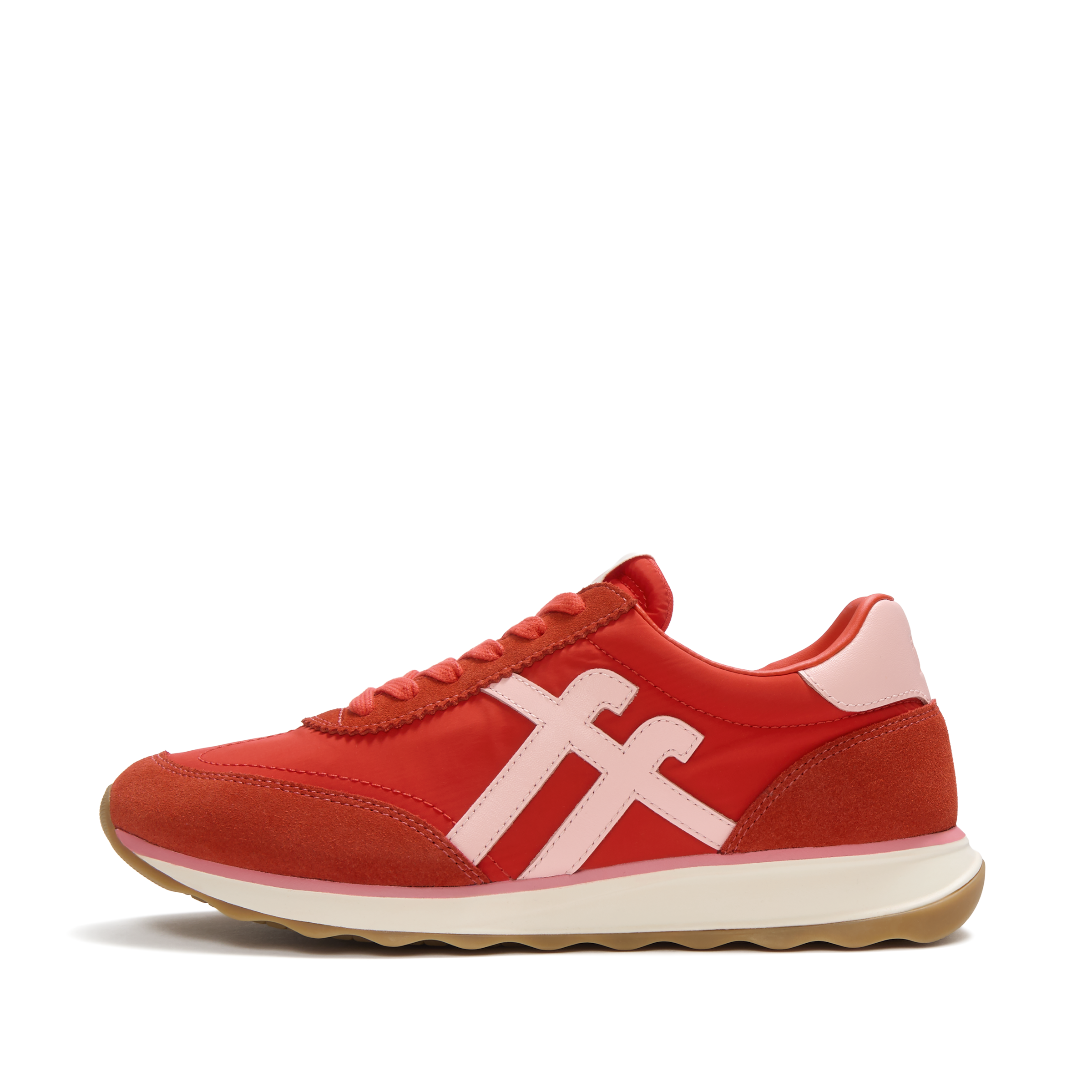 Fitflop Keilsneaker »RETRO-Q FF FABRIC/SUEDE SNEAKERS«  Schnürschuh, Freizeitschuh, Halbschuh mit Kontrastbesatz