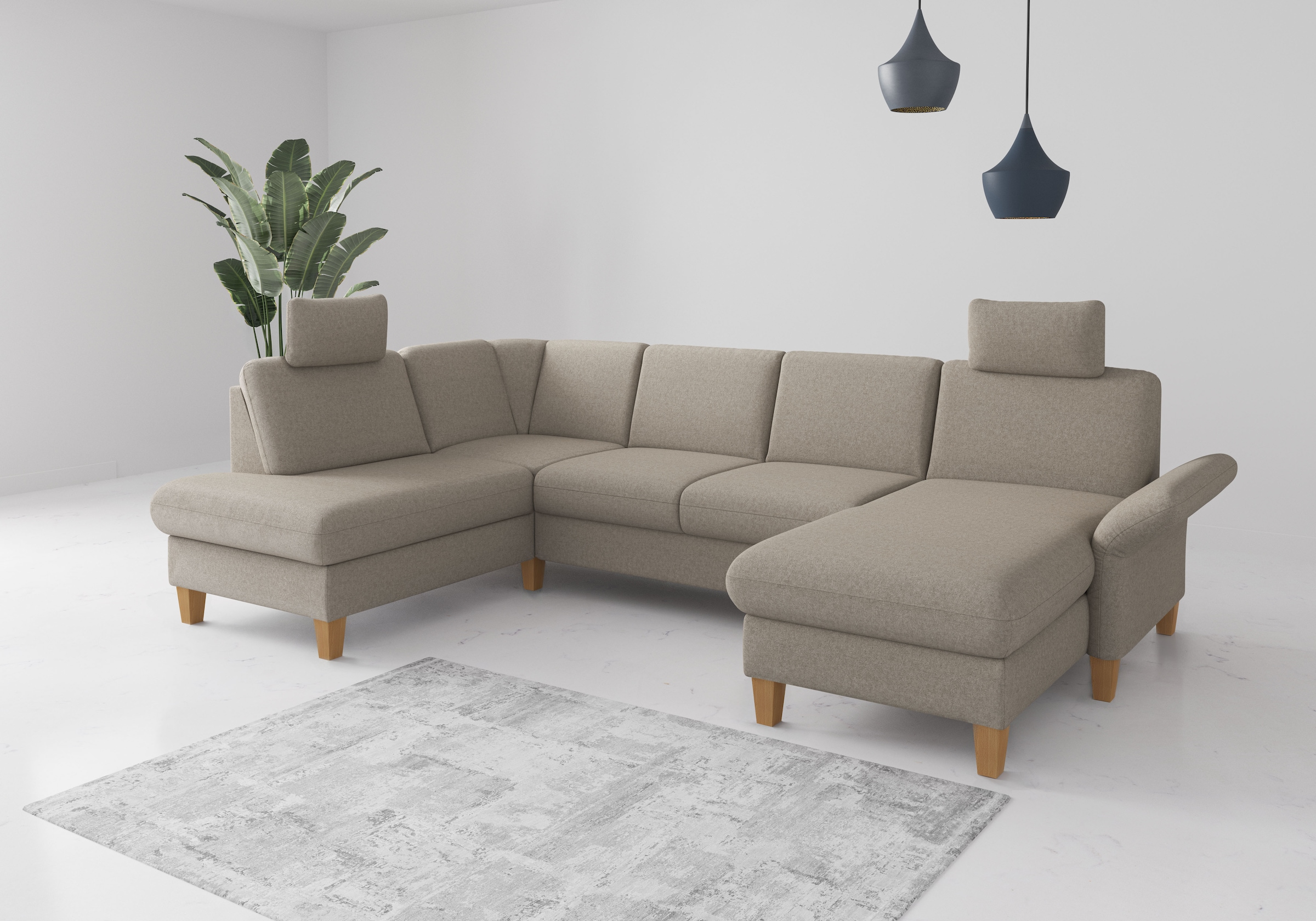 Home affaire Paysage de salon »Rochelle, U-Form« optional mit Armteilverstellung, mit Bettfunktion & Bettkasten