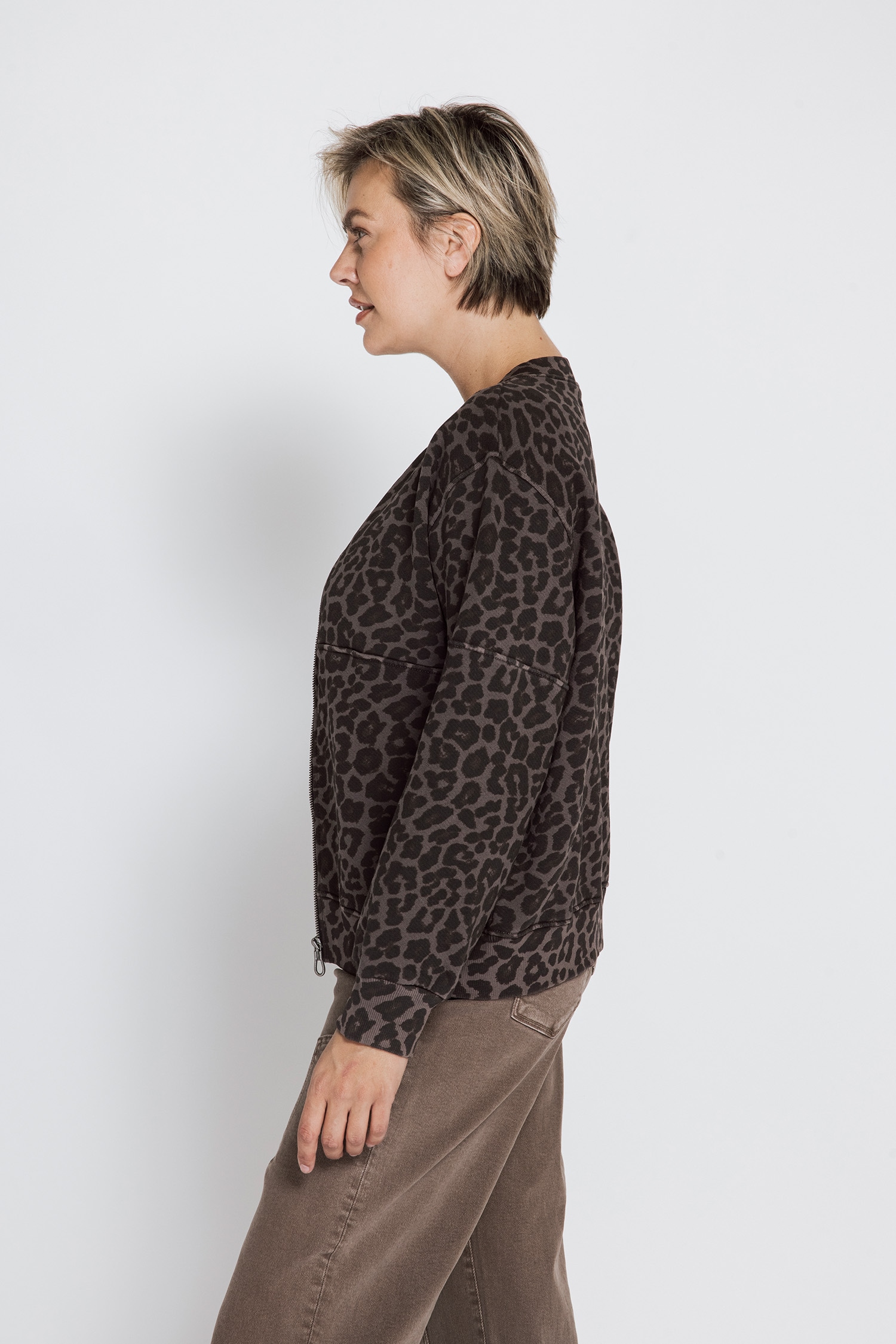 Zhrill Blouson »LILLA« sans capuche im Leo-Look / Baumwolle / Bequeme Passform