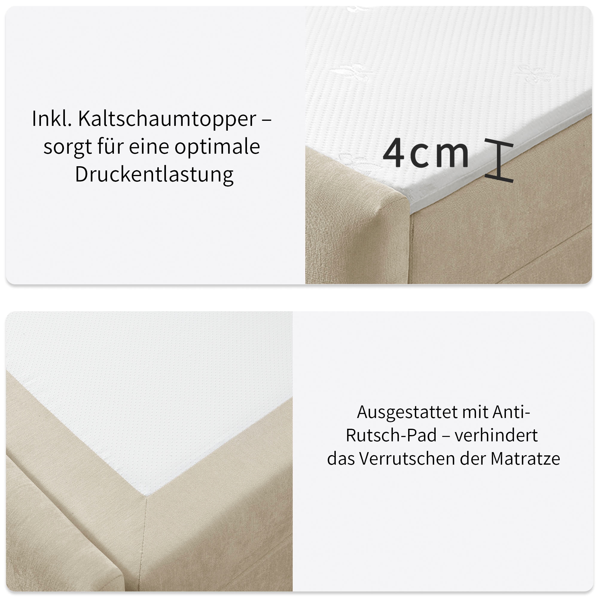 GOODproduct Boxbett »LILIENNE, Polsterbett mit Bettkasten und Taschenfederkernmatratze H3« mit Kaltschaumtopper, Chenille-Bezug, 160x200 & 180x200 cm