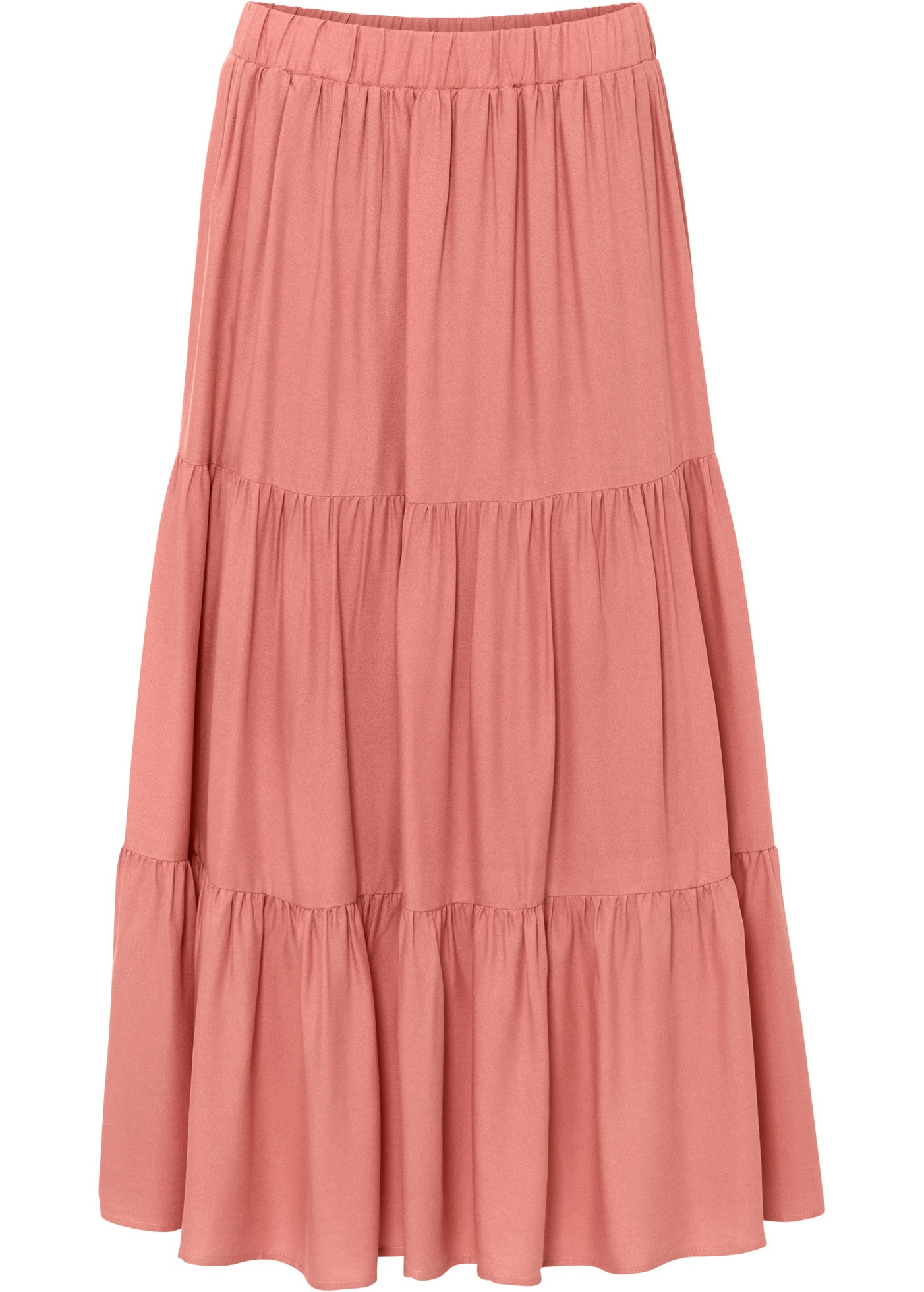 bonprix Jupe à volants aus Viskose, A-Linie, mit Volants, Midi-Länge