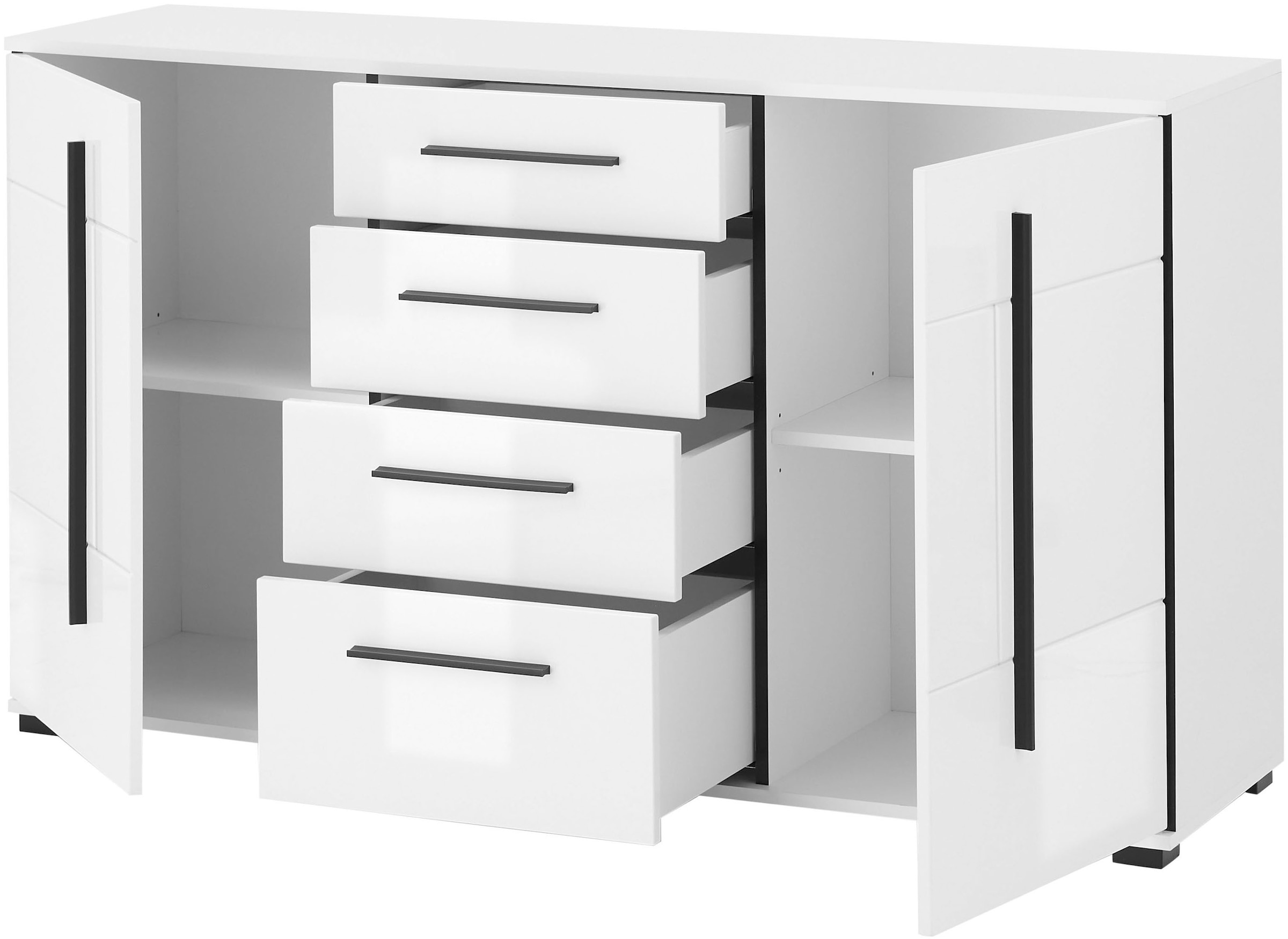 INOSIGN Sideboard »Cantara, moderner Schrank, Kommode in Eiche Evoke oder weiss«, schwarze Stangengriffe, ausreichend Stauraum, vielseitig einsetzbar