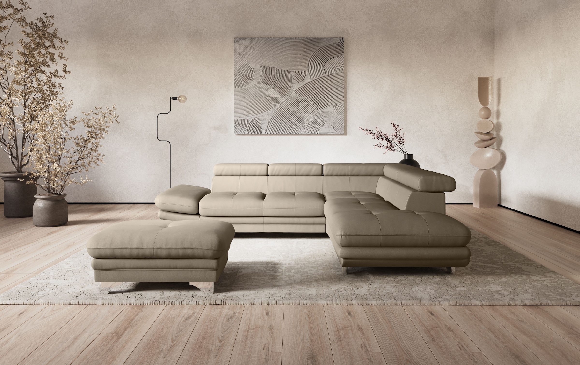 COTTA Ecksofa »Enterprise L-Form«, mit Arm- & Kopfteilverstellung, wahlweise mit Bettfunktion