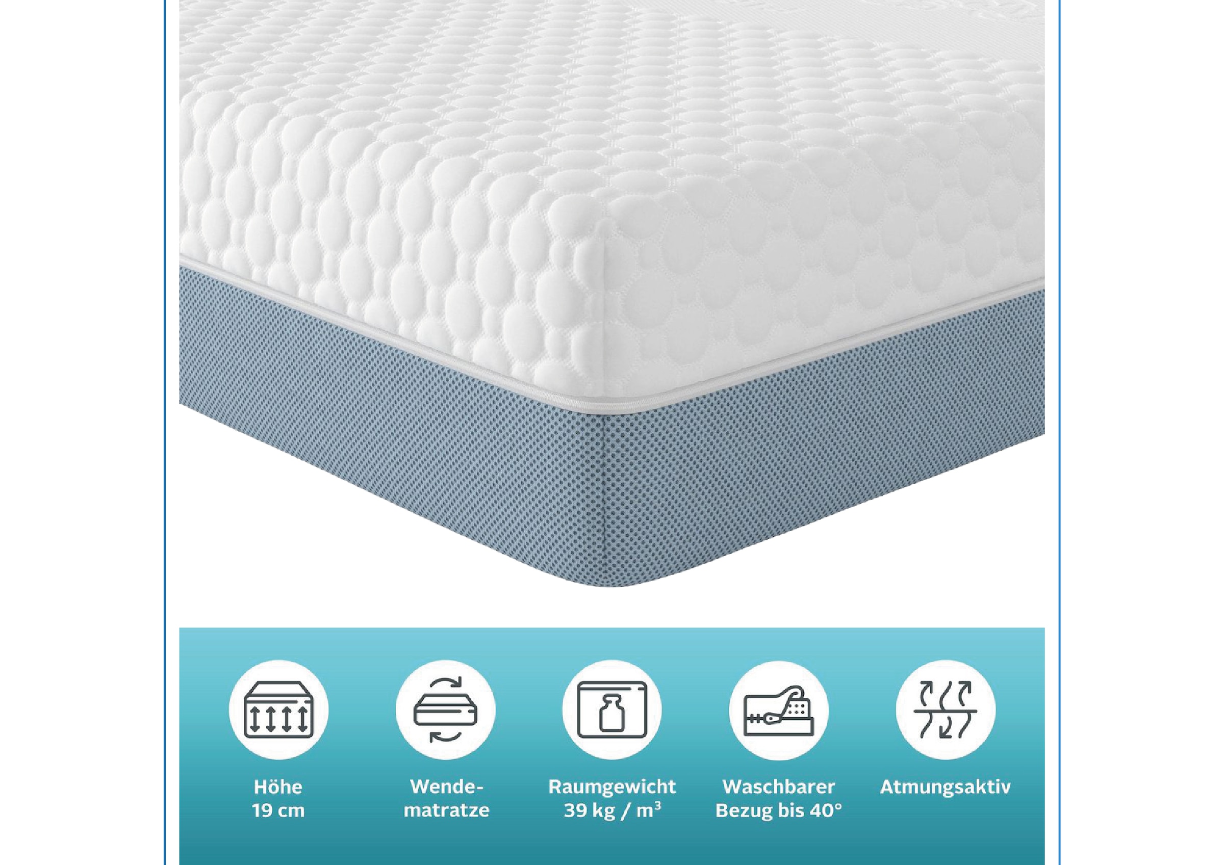 GOODproduct Hybridschaum-Matratze »Flipper, 90x200 cm, 140x200 cm & mehr, langlebige Qualität (RG 39)« 19 cm hoch Raumgewicht: 39 kg/m³ 1 Stk. tlg. vier unterschiedlich feste Liegeseiten, H2+3/H3+4/H4+H5, Wendematratze