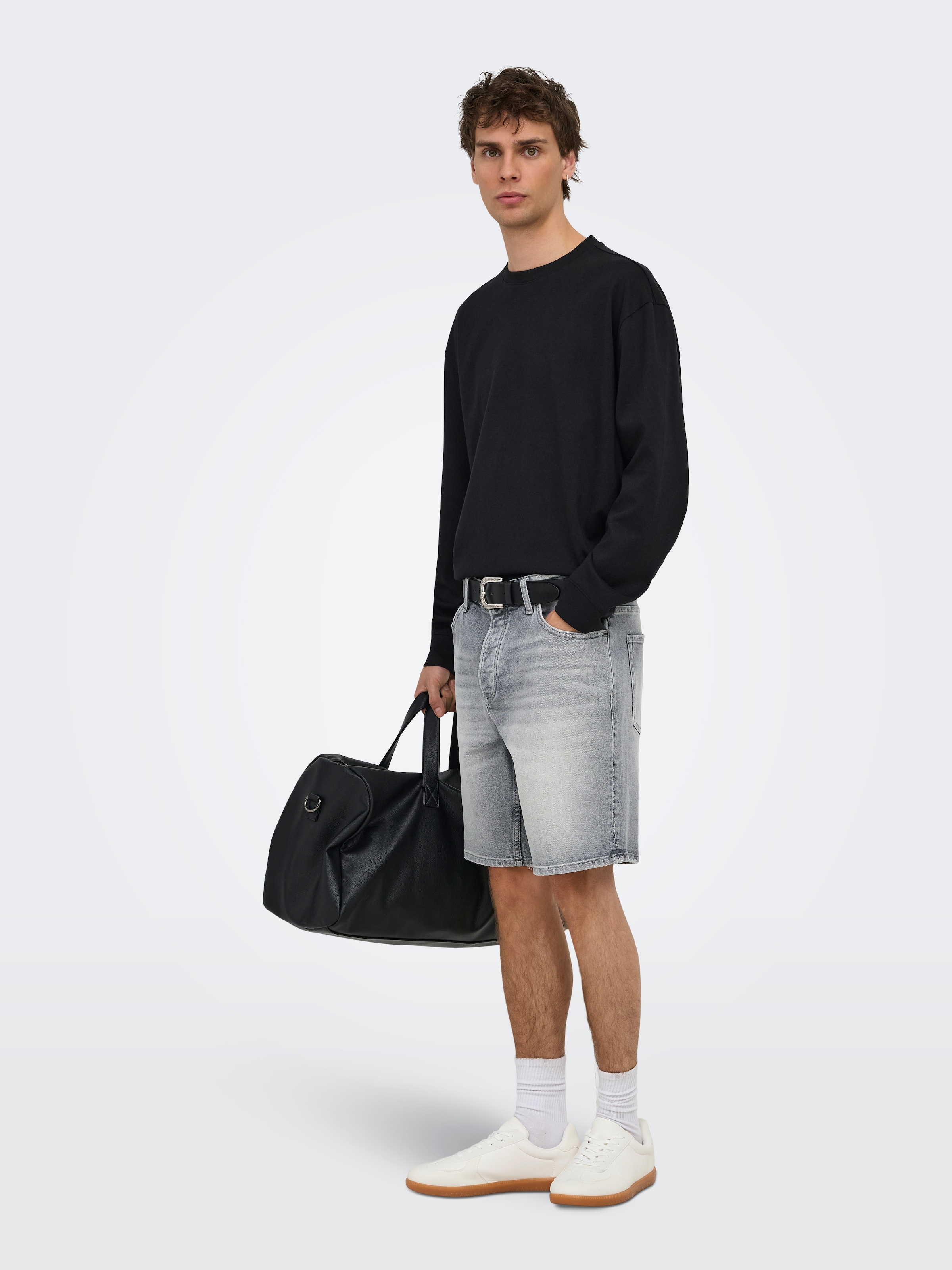ONLY & SONS Short en jean »ONSEDGE PERF MG 9375 DOT DNM SHORTS NOOS« mélange coton, coupe droite