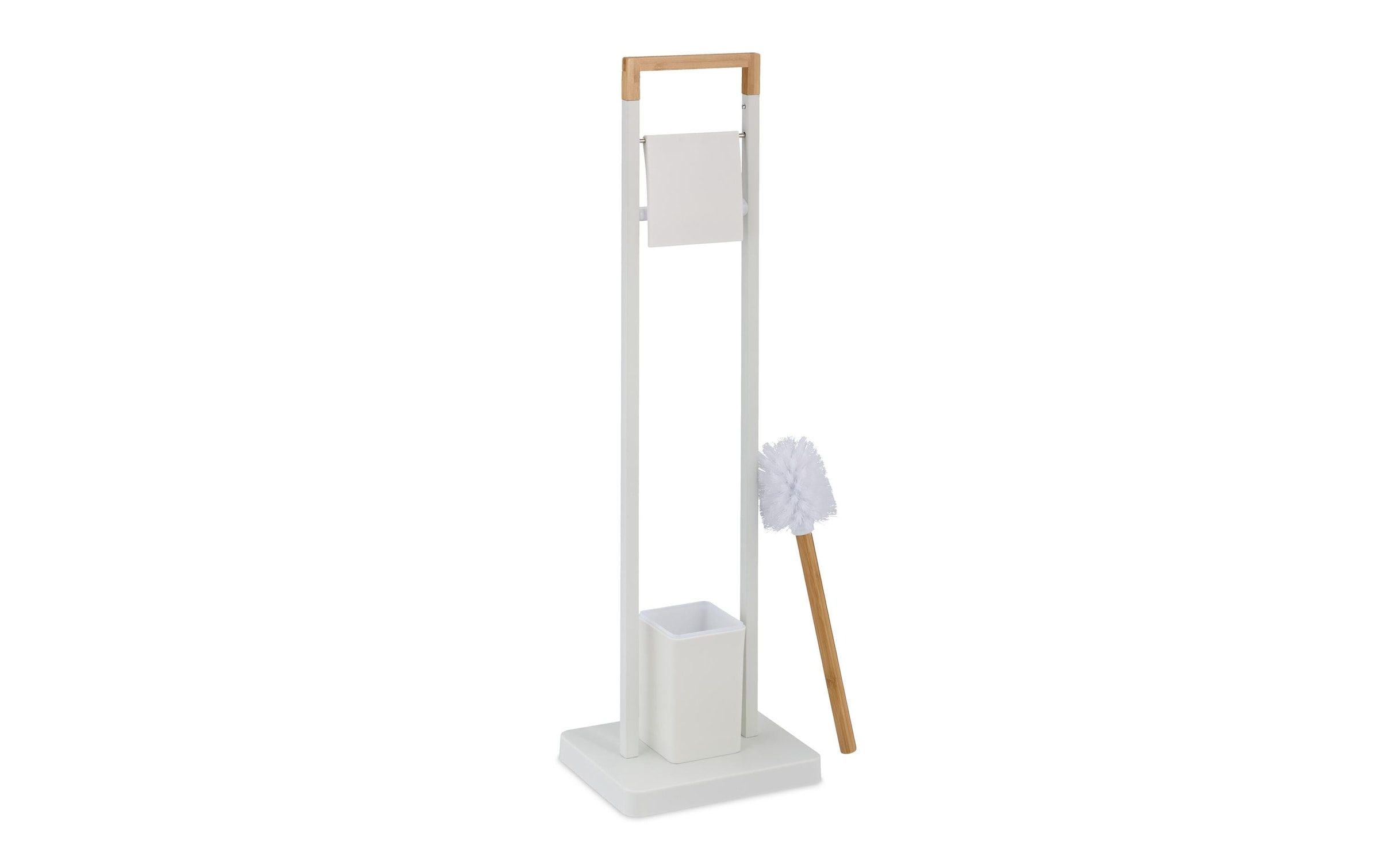 relaxdays Garniture de WC »Edelstahl Bambus« aus acier inoxydable | bambou | métal | plastique