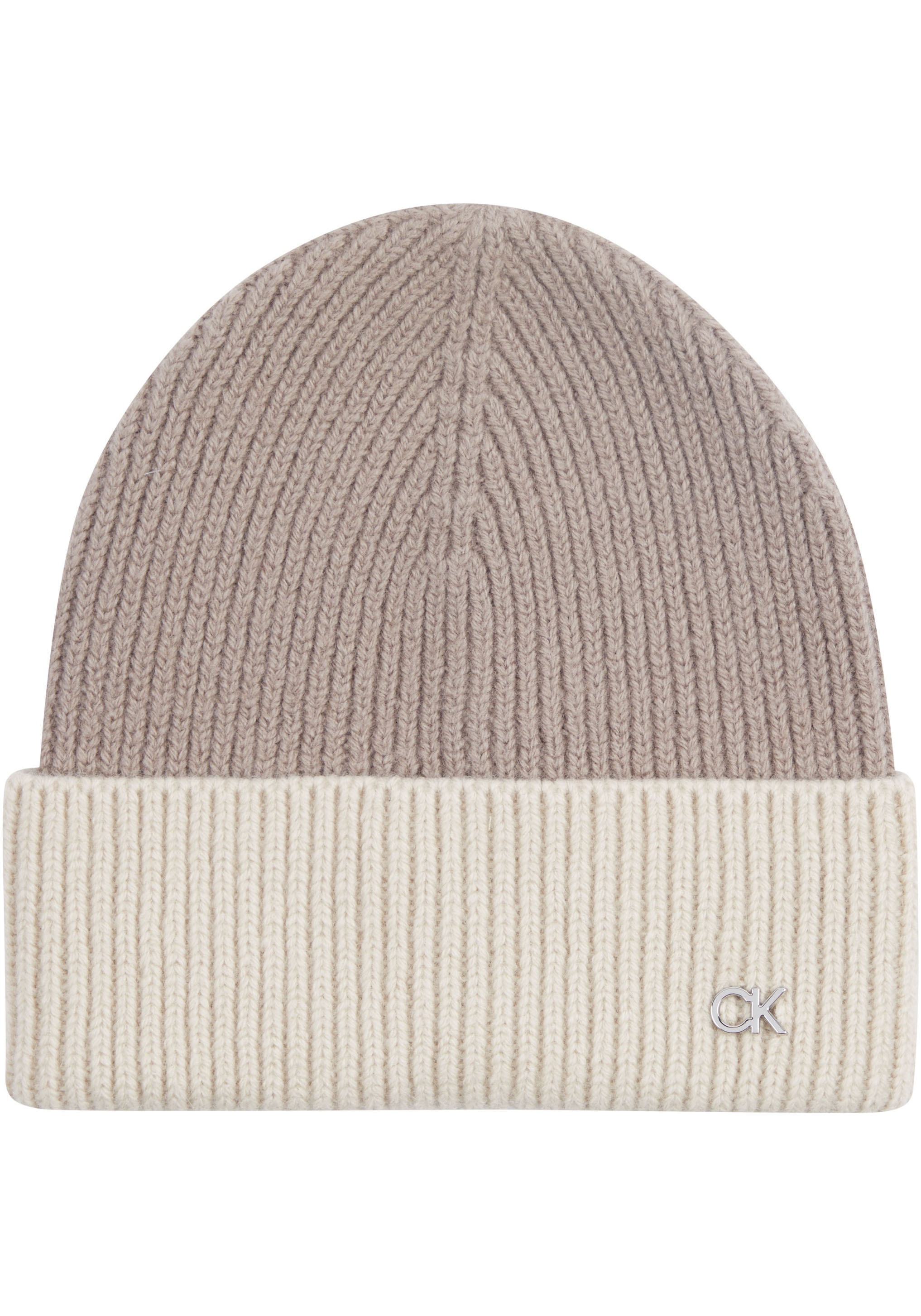 Beanie »CK METAL TWO-TONE CHUNKY BEANIE«, mit Logozeichen