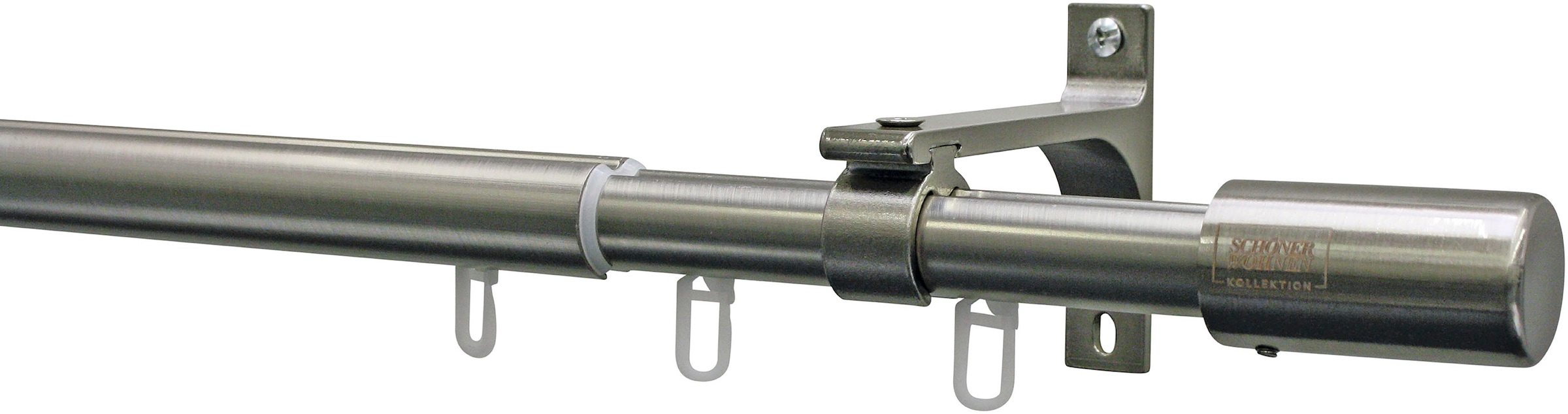 Image of SCHÖNER WOHNEN-Kollektion Gardinenstange "Set Mona mit Innenlauf I 1-Lauf, ausziehbar" Ø 19 mm 1 läufig-läufig mit Bohren, verschraubt, Wandmontage, Zylinder, Serie Gardinenstangen