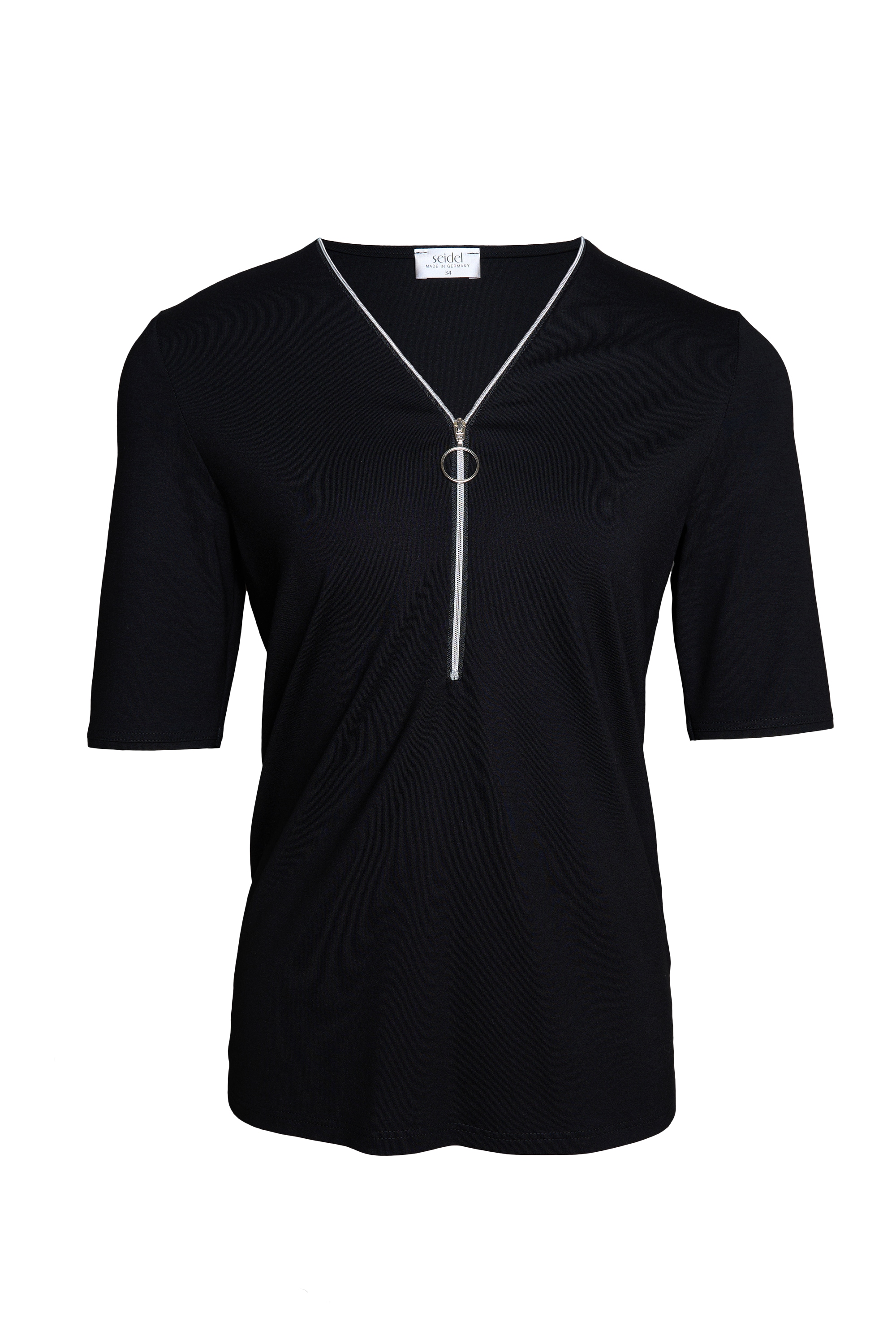 Seidel Moden V-Shirt mit Reissverschluss am Kragen - MADE IN GERMANY