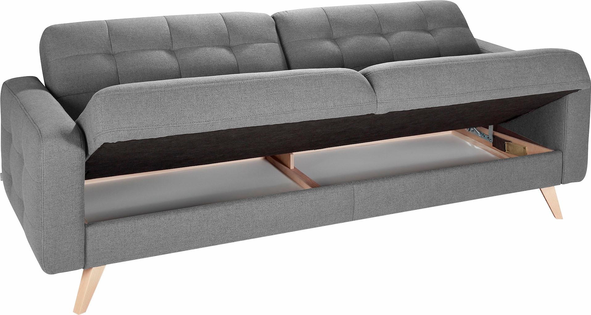 exxpo - sofa fashion 3-Sitzer »Nappa, kompakt und komfortabel, bequem, zeitloses Design, L-Form«, tolle Detailverarbeitung, mit Bettfunktion und Bettkasten