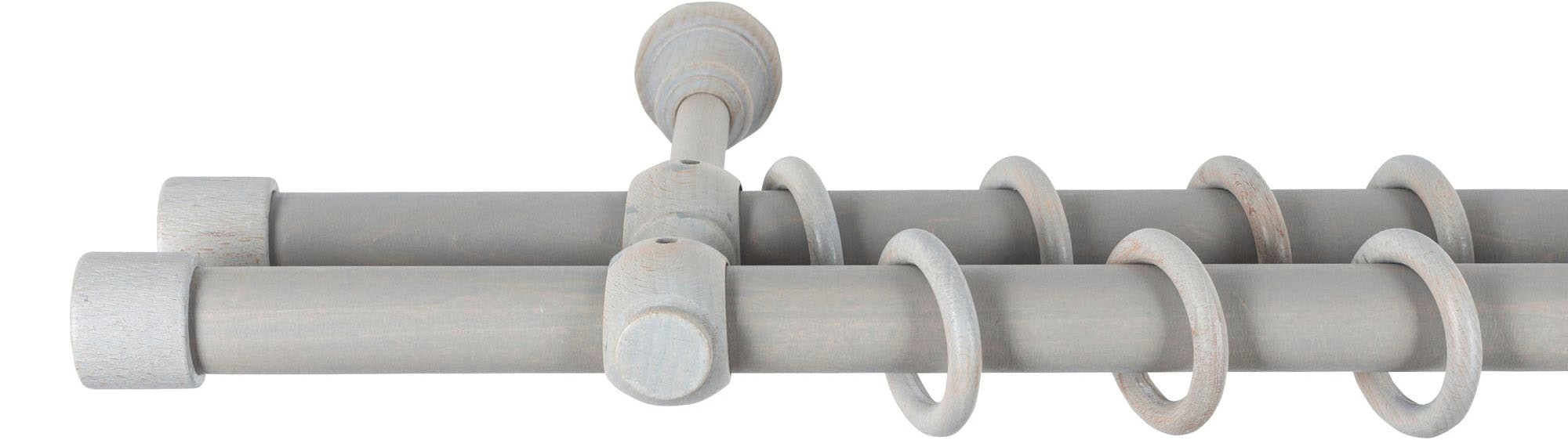 SN DECO GROUP Gardinenstange »Cafiro« 2 läufig-läufig Fixmass 28 mm, Holz, verschiedene Längen und Farben, Komplettset