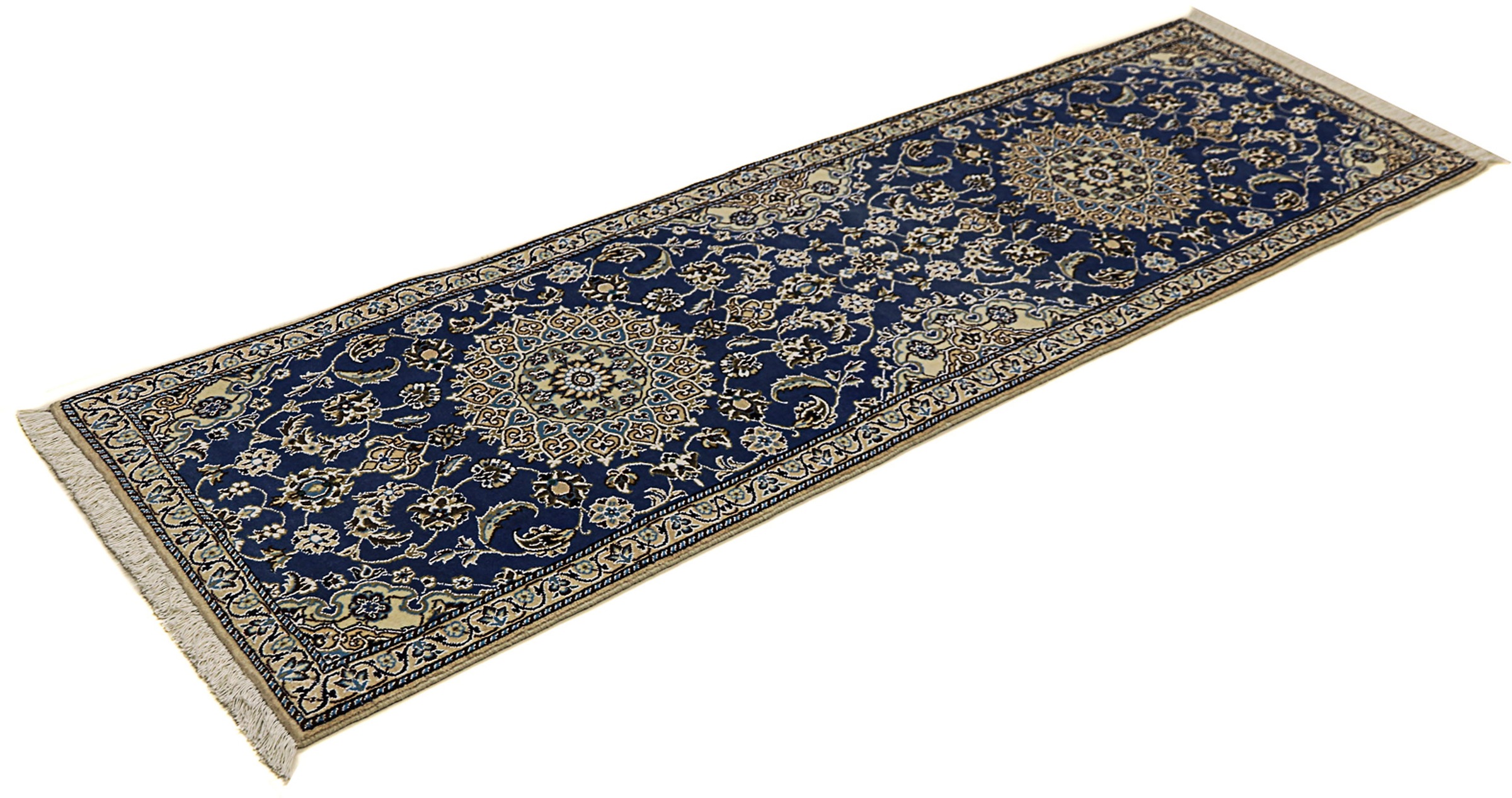 Image of morgenland Orientteppich »Perser - Nain - Royal - 200 x 60 cm - blau«, rechteckig, 10 mm Höhe, Wohnzimmer, Handgeknüpft, Einzelstück mit Zertifikat bei Ackermann Versand Schweiz