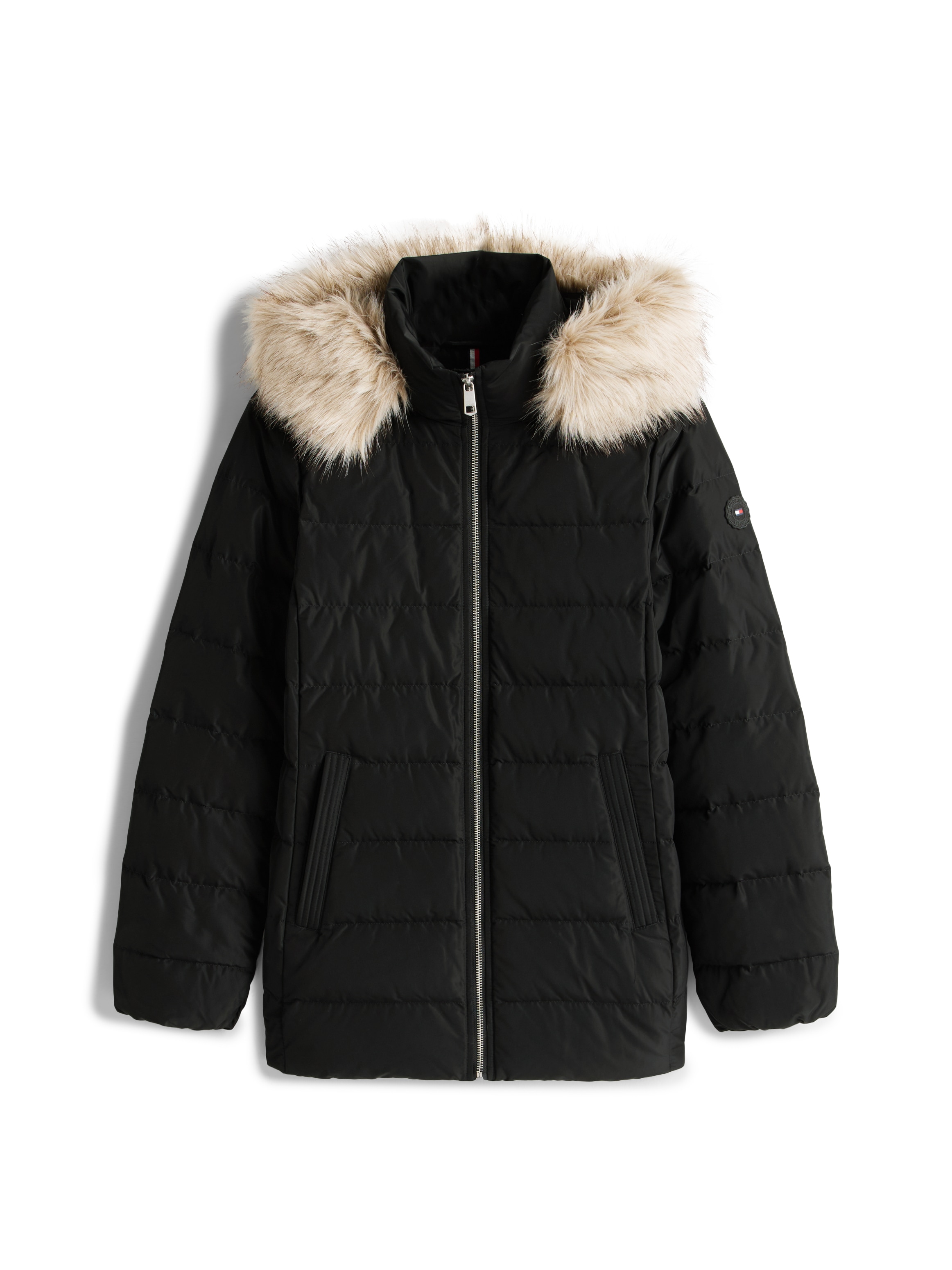 Tommy Hilfiger Steppjacke »MW DOWN SLIM JACKET WITH FUR« mit Kapuze mit Fellimitat