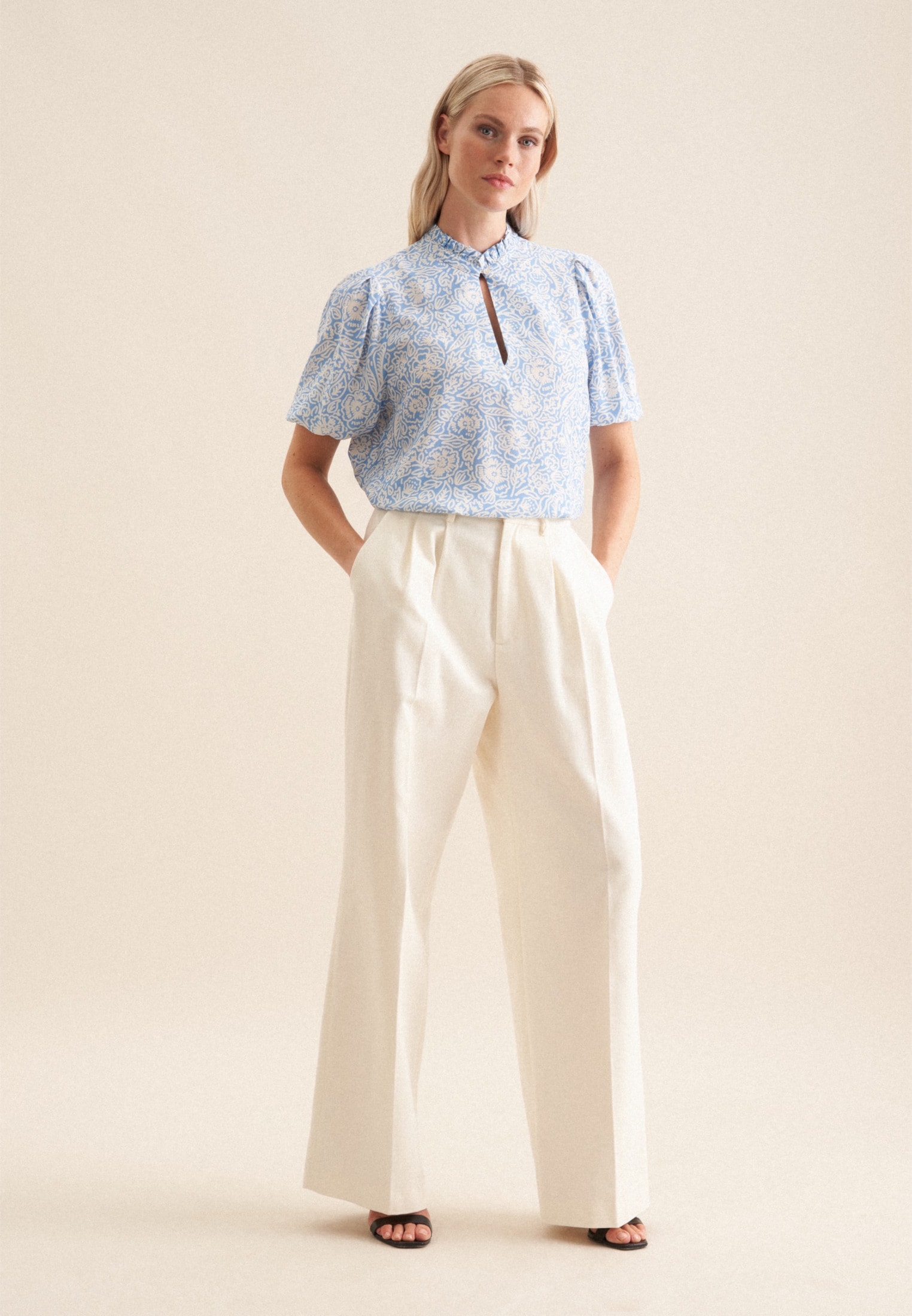 seidensticker Chemisier à chemise »Schwarze Rose« 1/2 Rundhals Floral