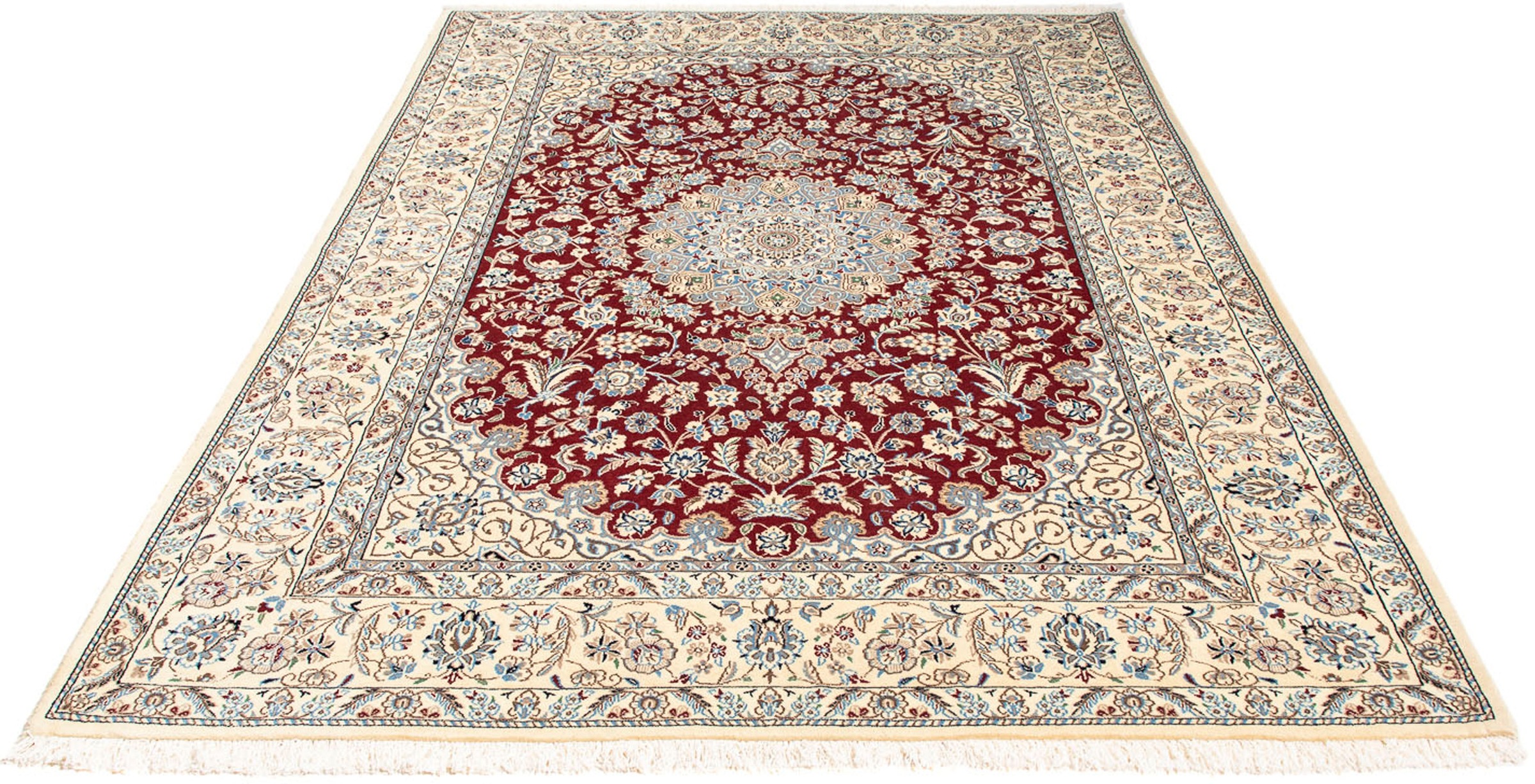 Image of morgenland Orientteppich »Perser - Nain - Royal - 231 x 168 cm - dunkelrot«, rechteckig, 10 mm Höhe, Wohnzimmer, Handgeknüpft, Einzelstück mit Zertifikat bei Ackermann Versand Schweiz