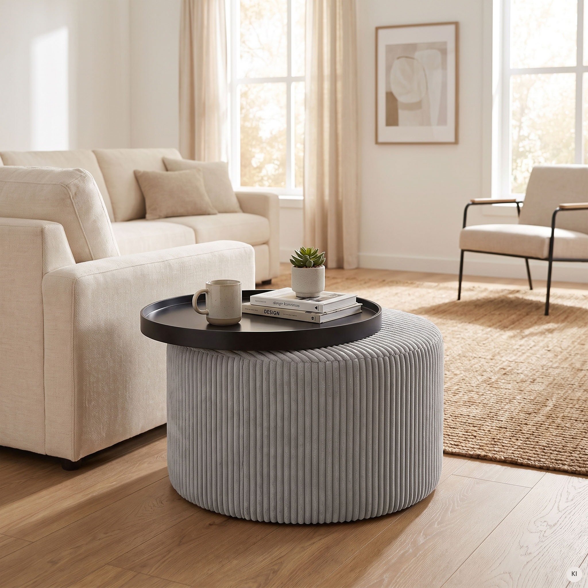 SalesFever Couchtisch "Coffeetable für gemütliche Abende" Bezug in moderner Cord-Optik