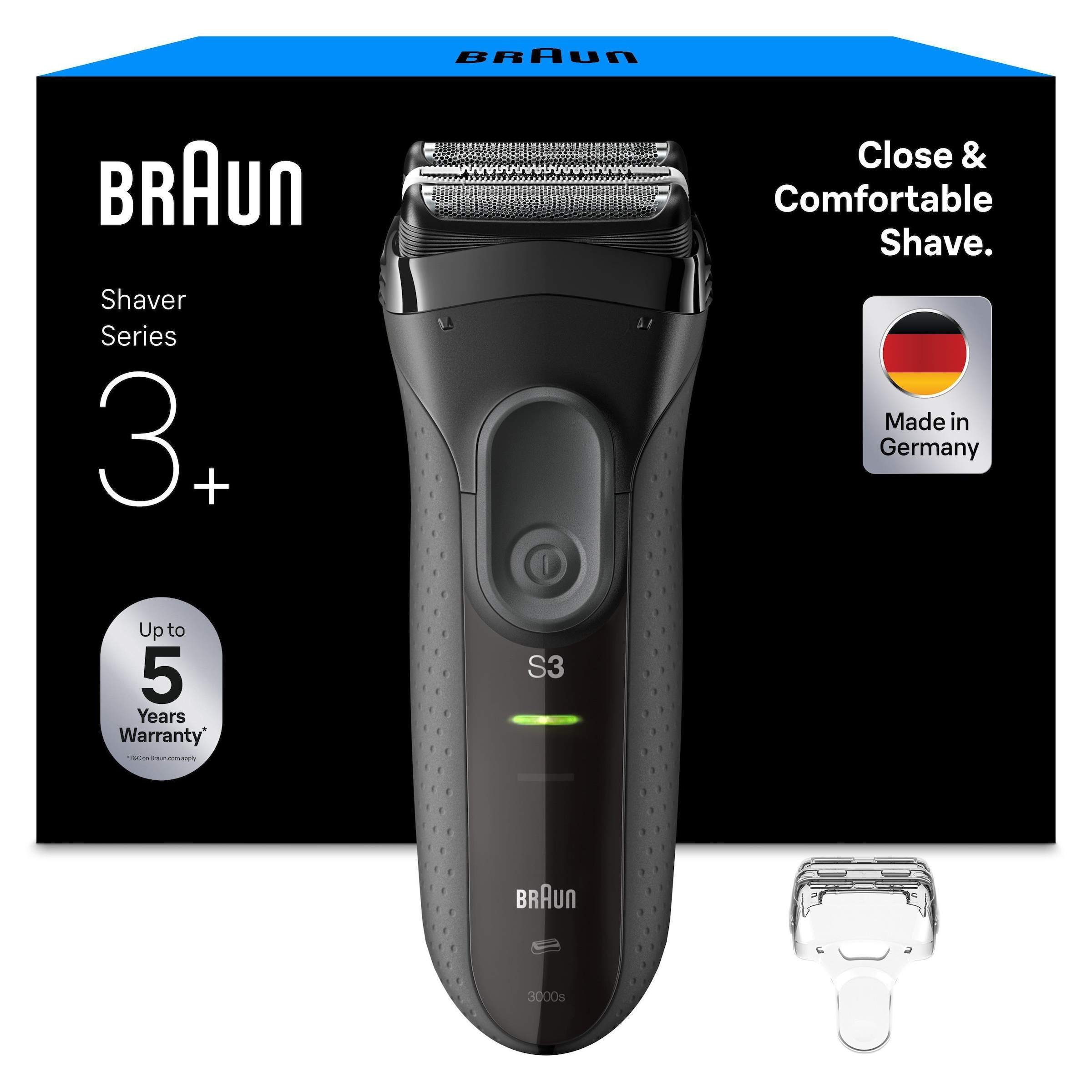 Image of Braun Elektrorasierer "Series 3+ 3000s" 3 flexible Klingen, effizienter MicroComb Mitteltrimmer