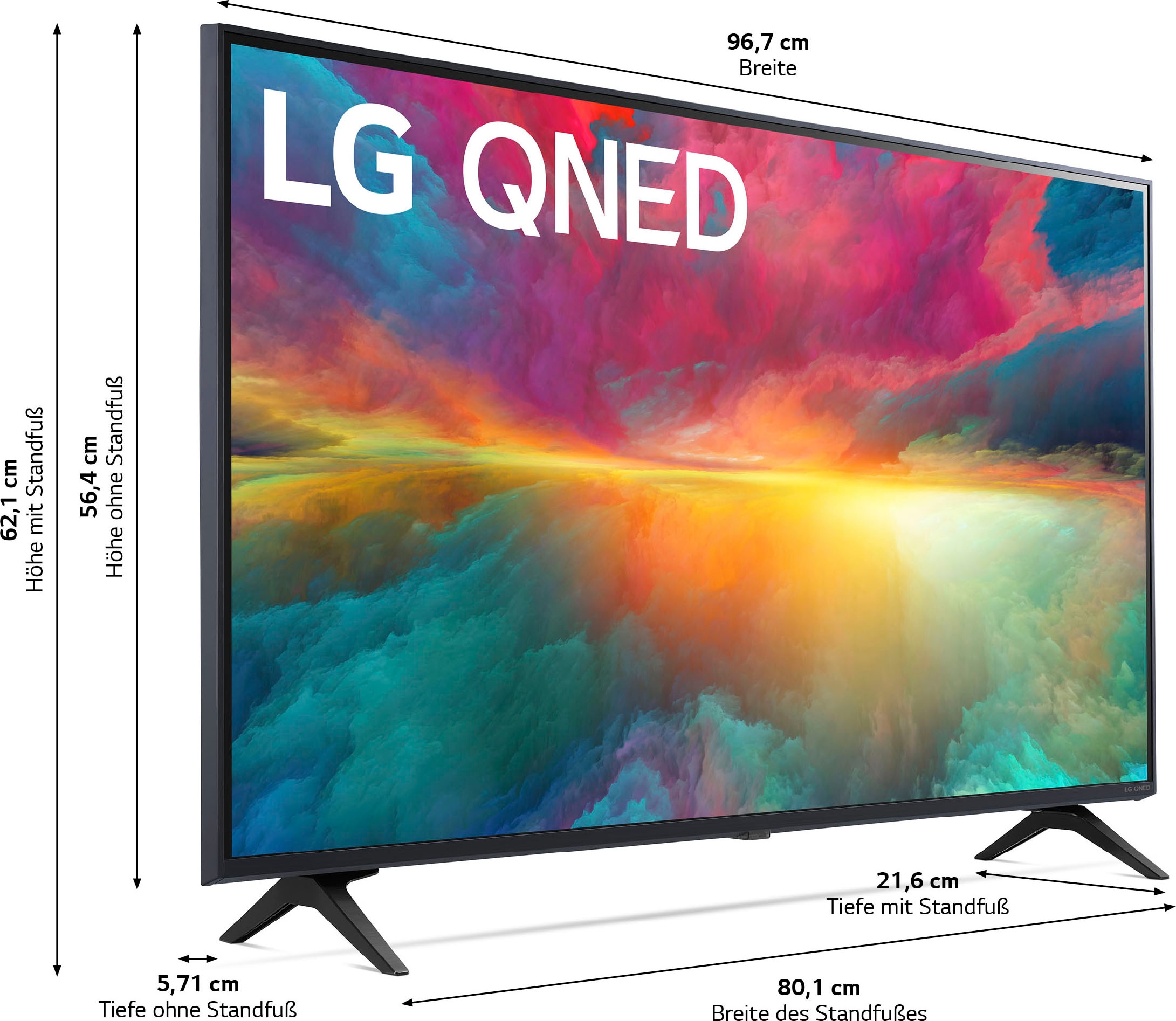 LG QNED-Fernseher, 109 cm/43 Zoll, 4K Ultra HD, Smart-TV, QNED,α5 Gen6 4K AI-Prozessor,HDR10,HDMI 2.0,Single Triple Tuner