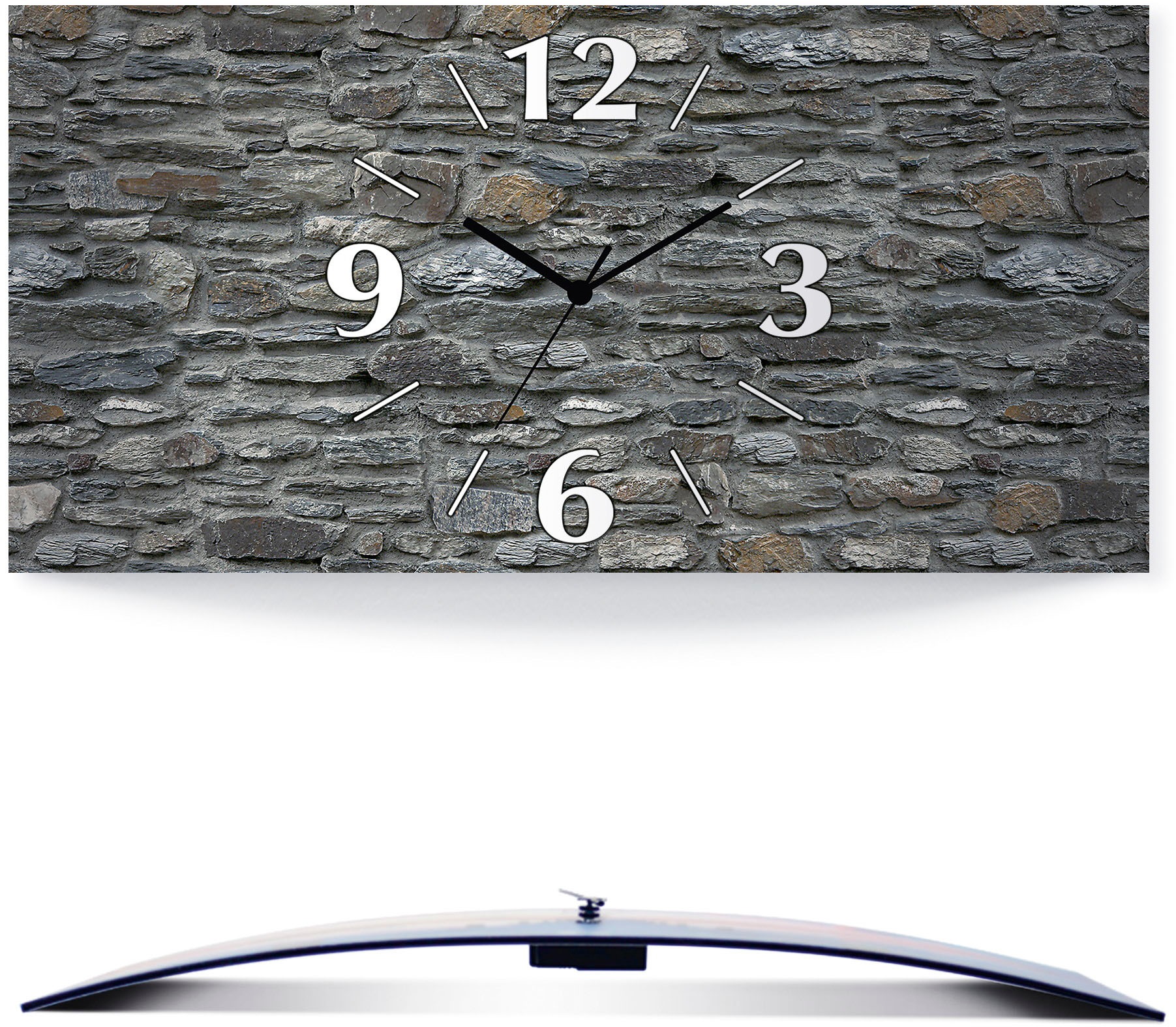 Image of Artland Wanduhr »Schiefermauer«, 3D Optik gebogen, lautlos, ohne Tickgeräusche, nicht tickend, geräuschlos - wählbar: Funkuhr o. Quarzuhr, moderne Uhr für Wohnzimmer, Küche etc. - Stil: modern bei Ackermann Versand Schweiz