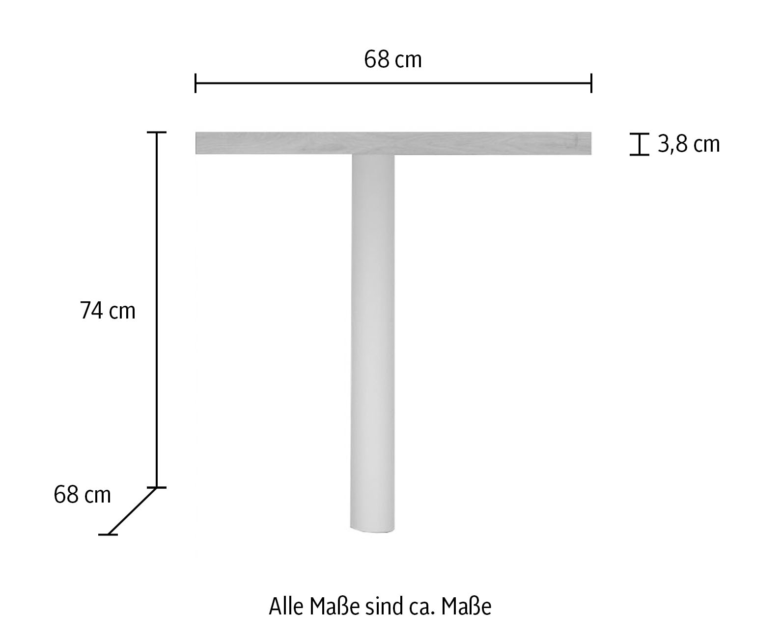 INOSIGN Tischelement »Easy, 68 x 68 cm, Verbindungstisch, Anbautisch, Eckverbindung« mit Stützfuss, Ecke abgerundet-Viertelkreis, Tischplatte 38 mm stark