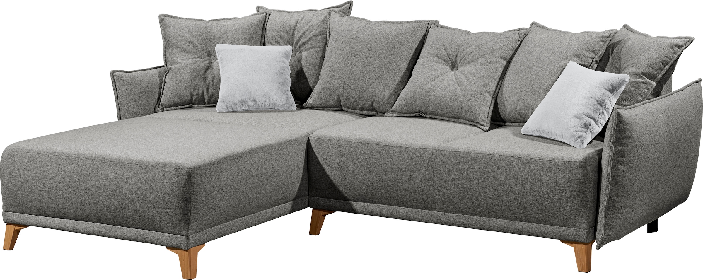 ED EXCITING DESIGN Ecksofa »Pamplona L-Form«, mit Bettfunktion, Bettkasten & Zierkissen