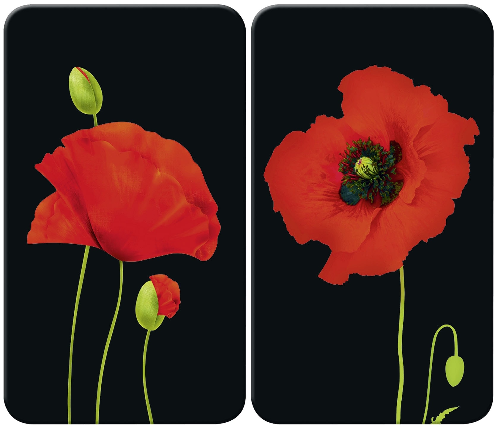 Maximex Herd-Abdeckplatte »Universal Modell Mohn«, (Set, 2 tlg.), Herdabdeckung für alle Herdarten, kratzfest, mit rutschfesten Füssen
