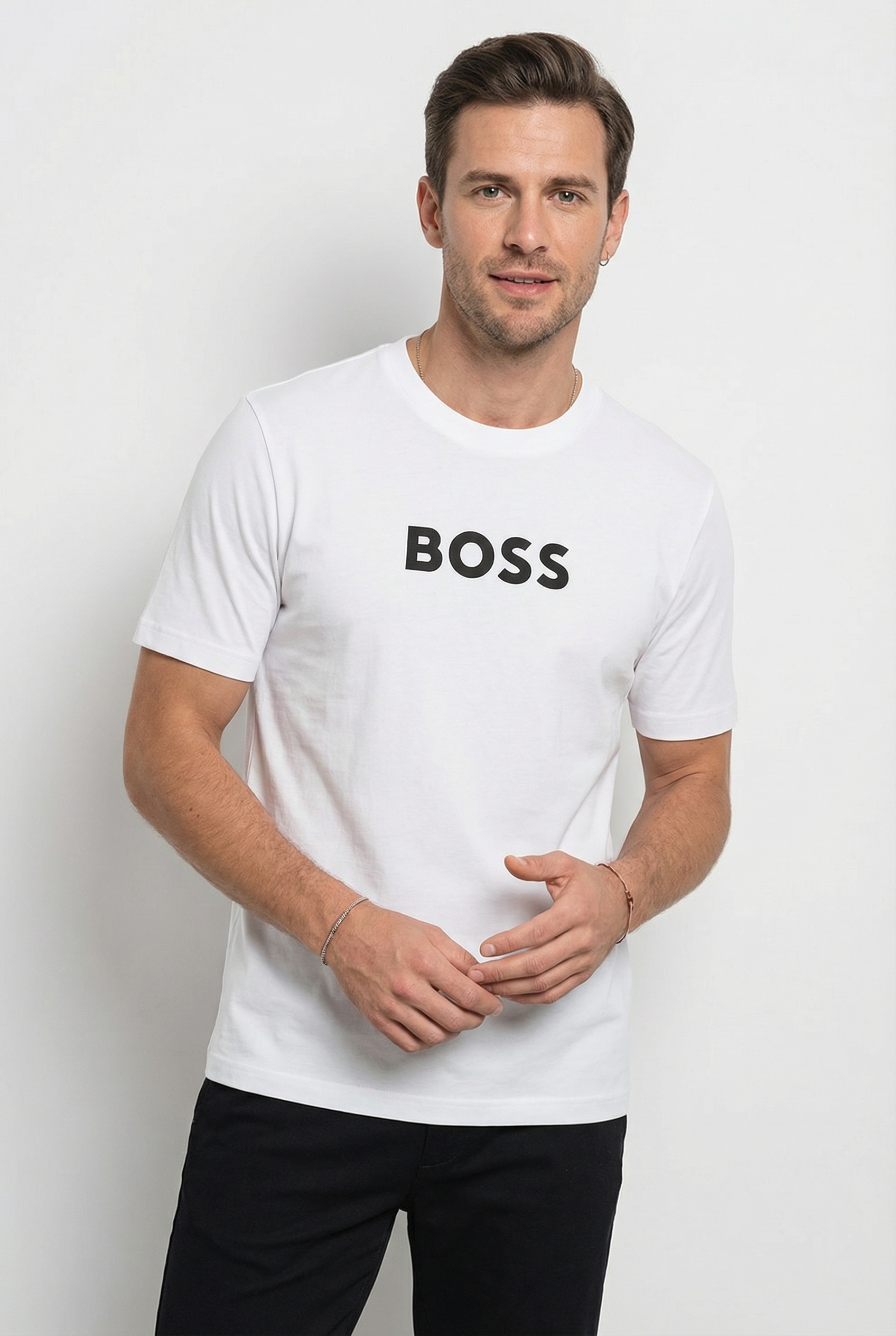 BOSS GREEN T-Shirt Rundhalsausschnitt, Regular Fit, Boss-Logodruck