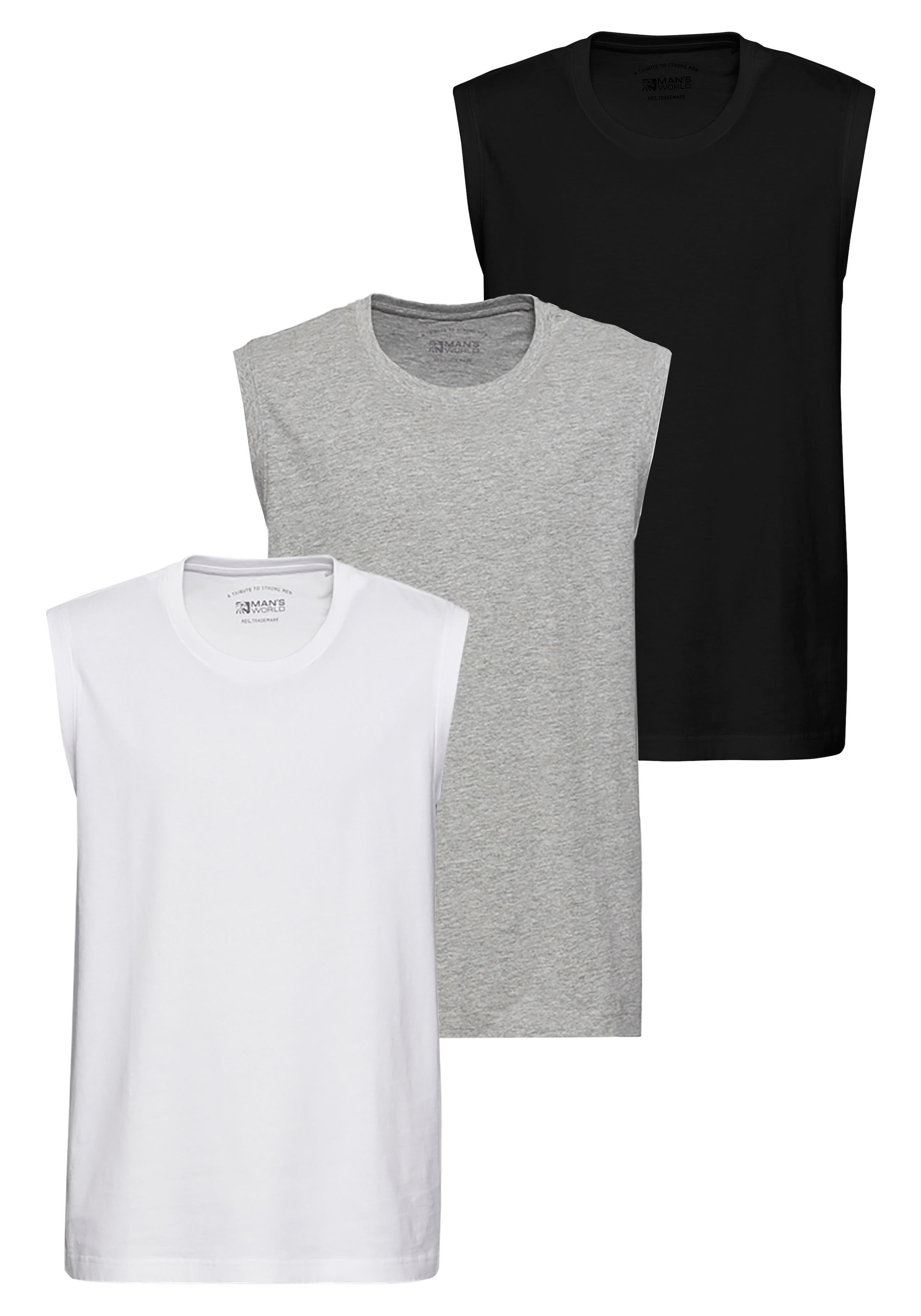 Man's World Muscleshirt, ärmellos, Basic-Stil, unifarben, Rundhalsausschnitt