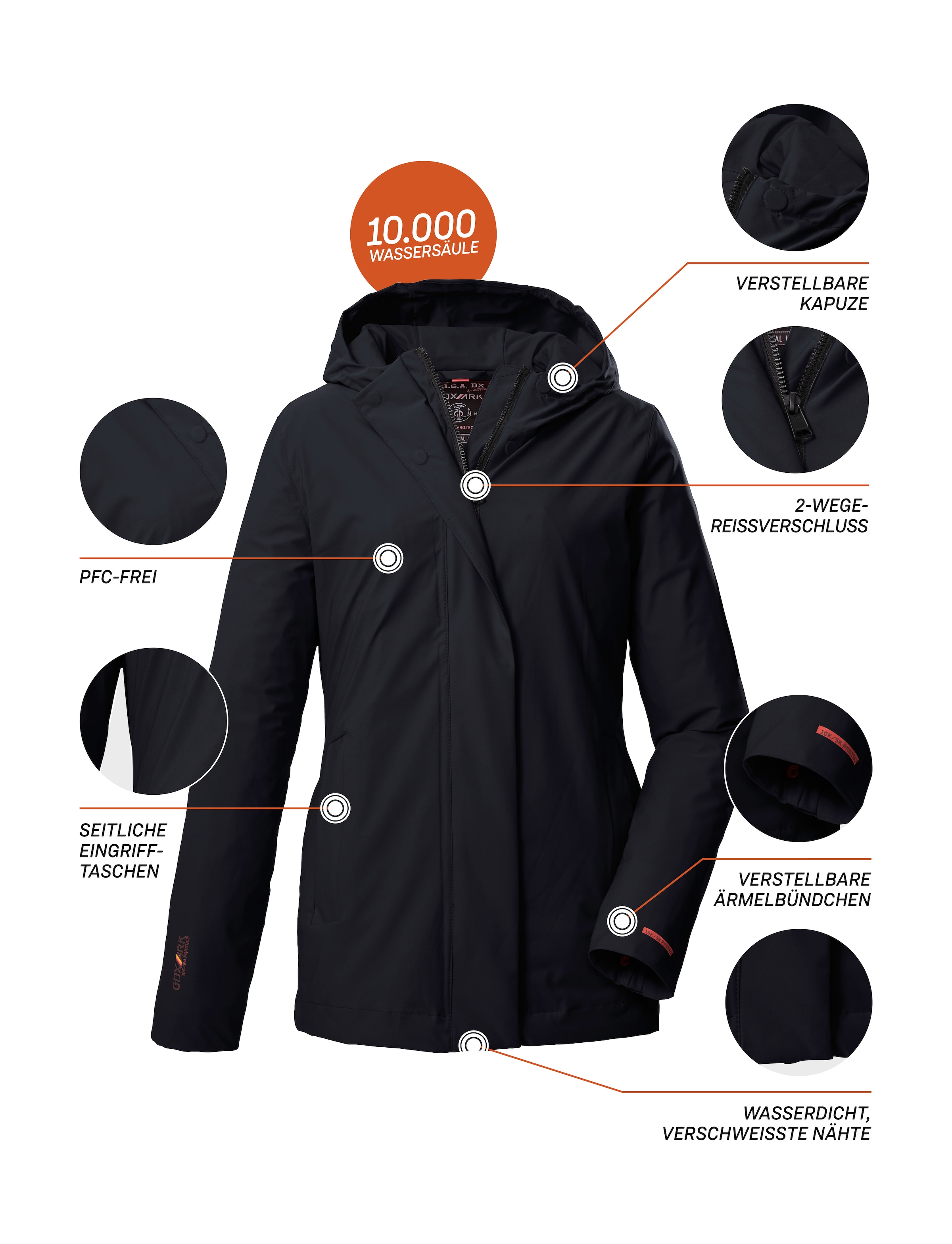 G.I.G.A. DX by killtec Funktionsjacke »GS 152 WMN JCKT«, Wasser- und winddicht, atmungsaktiv, recyceltes Material, verstellbar