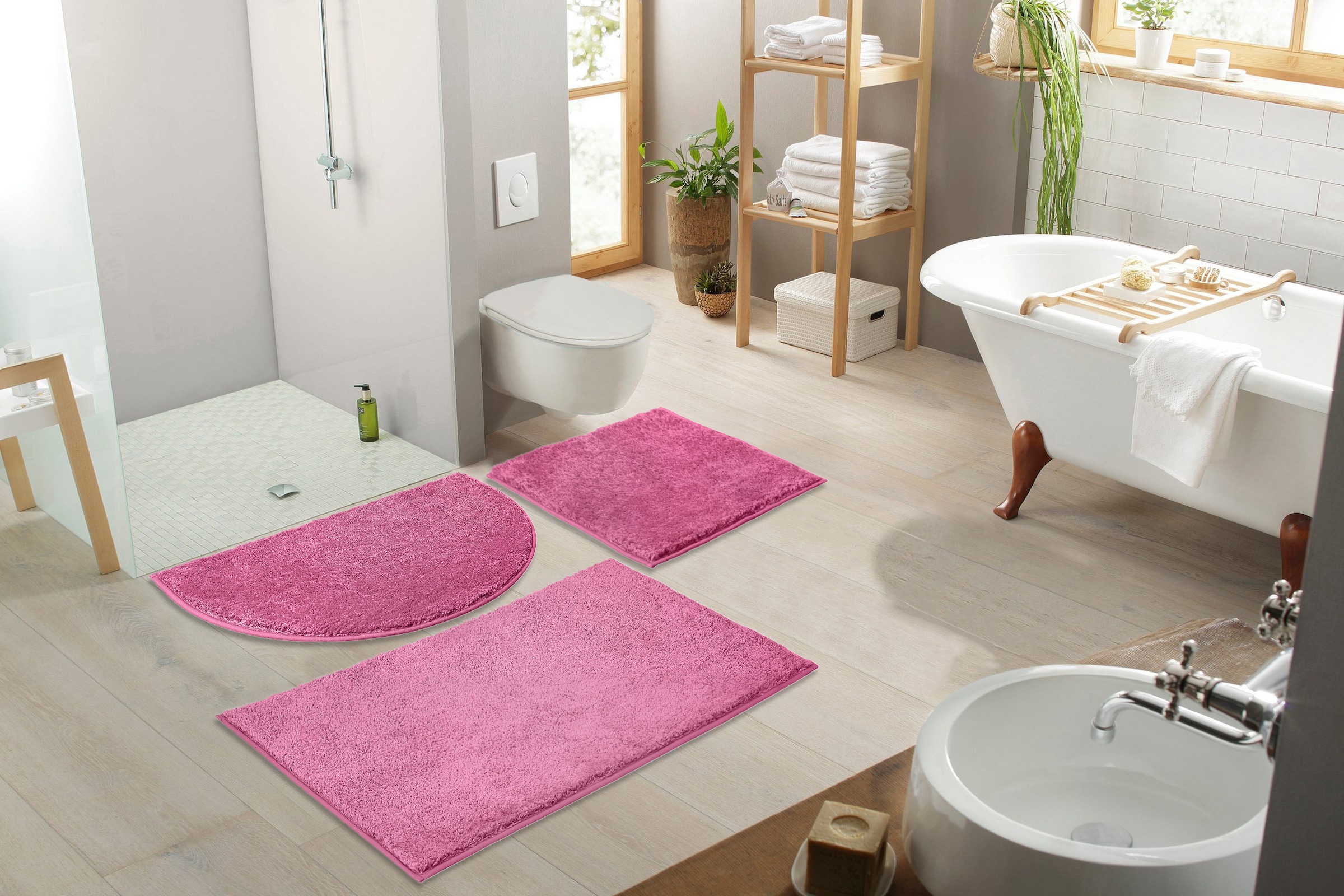 my home Badematte »Juna, Badteppich«, rutschhemmend beschichtet, fussbodenheizungsgeeignet-strapazierfähig, besonders weich, Badematten, unifarben