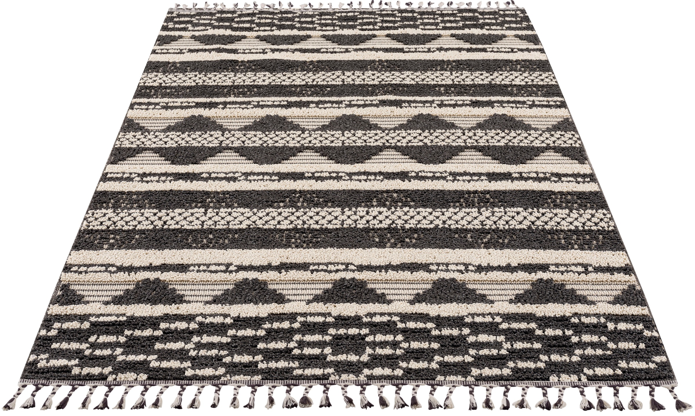 Image of andas Teppich »David«, rechteckig, 18 mm Höhe, In- und Outdoorgeeignet, Wetterfest & UV-beständig, besonders flach, mit Fransen, im Boho Stil, ideale Teppiche für Balkon, Terrasse & Wintergarten, auch für Küche, Esszimmer & Wohnzimmer geeignet bei Ackerma