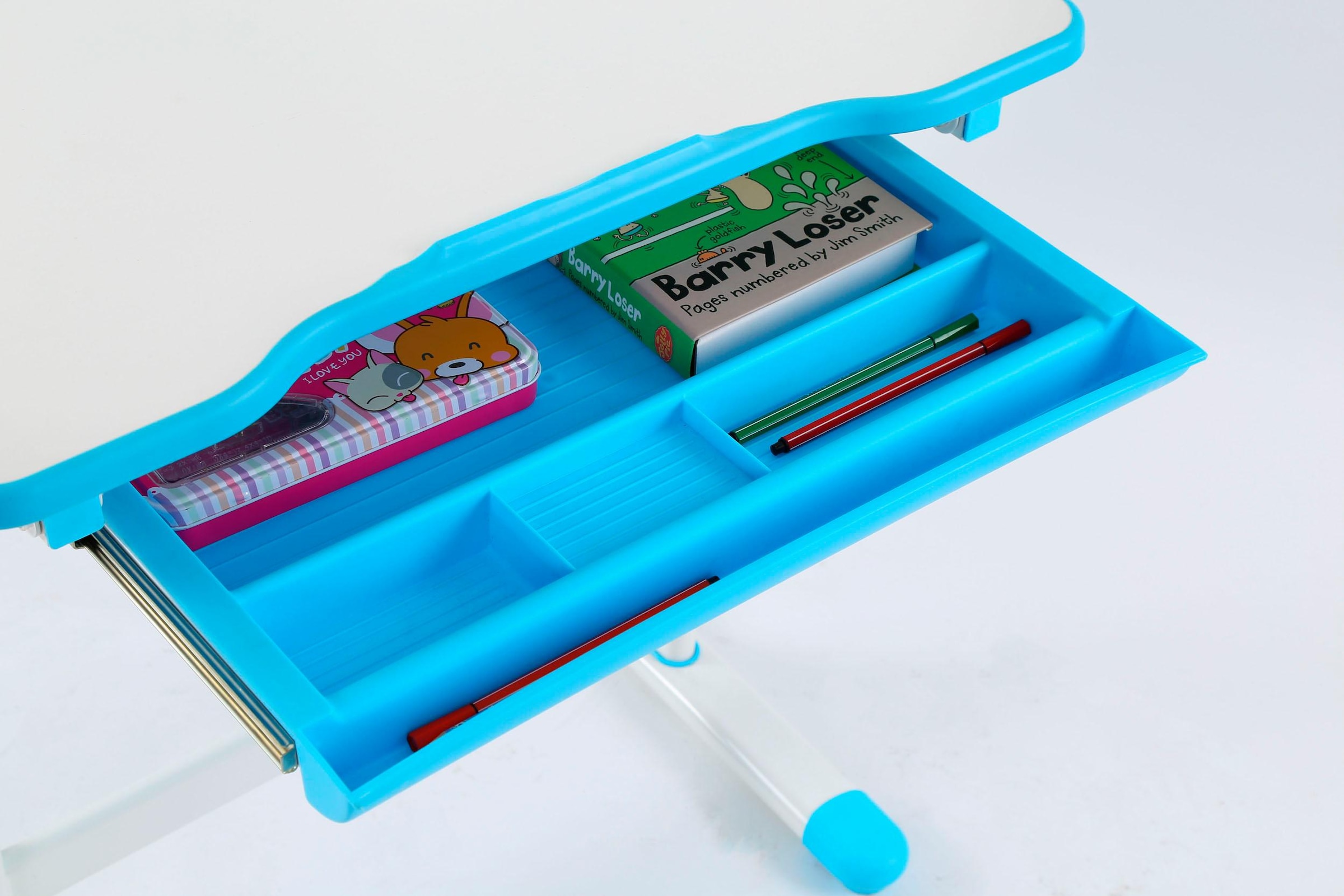 Vipack Kinderschreibtisch »Comfortline, mit Höhenverstellung inkl. Taschen- u. Becherhalter«, (Set, B/H/T ca. 70x54-76x47,4cm, verschiedene Farben, mit Griffelschublade), inkl. Stuhl und verstellbarer Schreibplatte, praktische Funktionen