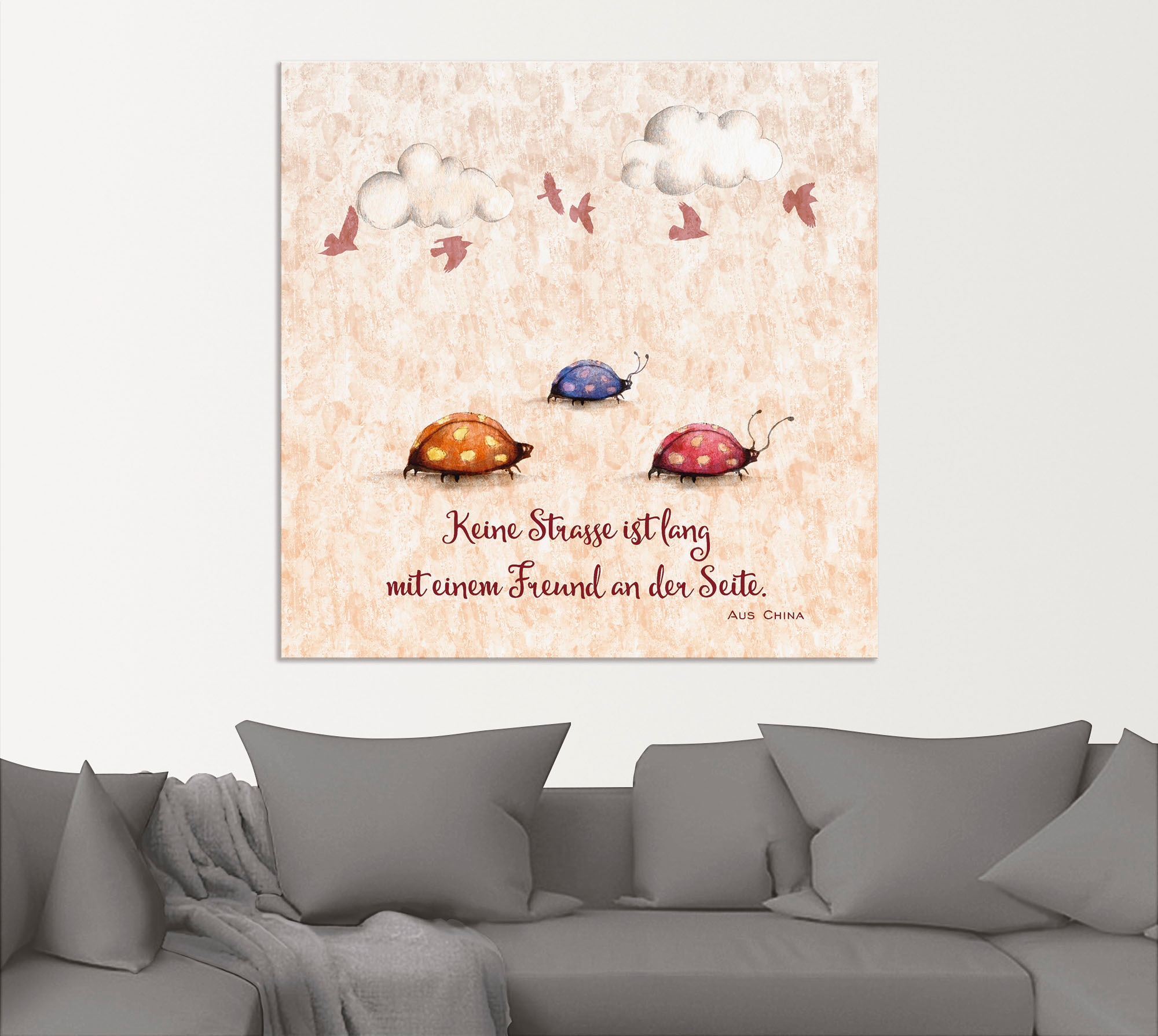 Artland Fresque murale »Lebensweisheit Freunde« Animaux 1 cuis tlg. en image aluminium, image sur toile, poster en différentes tailles
