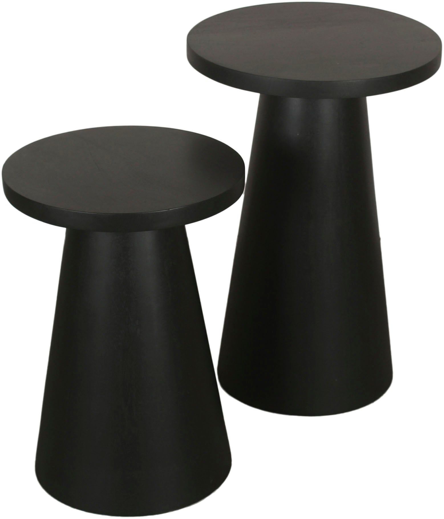 Image of byLIVING Beistelltisch "Cone" Set, aus Massivholz in schwarz oder white wash, verschiedenen Grössen