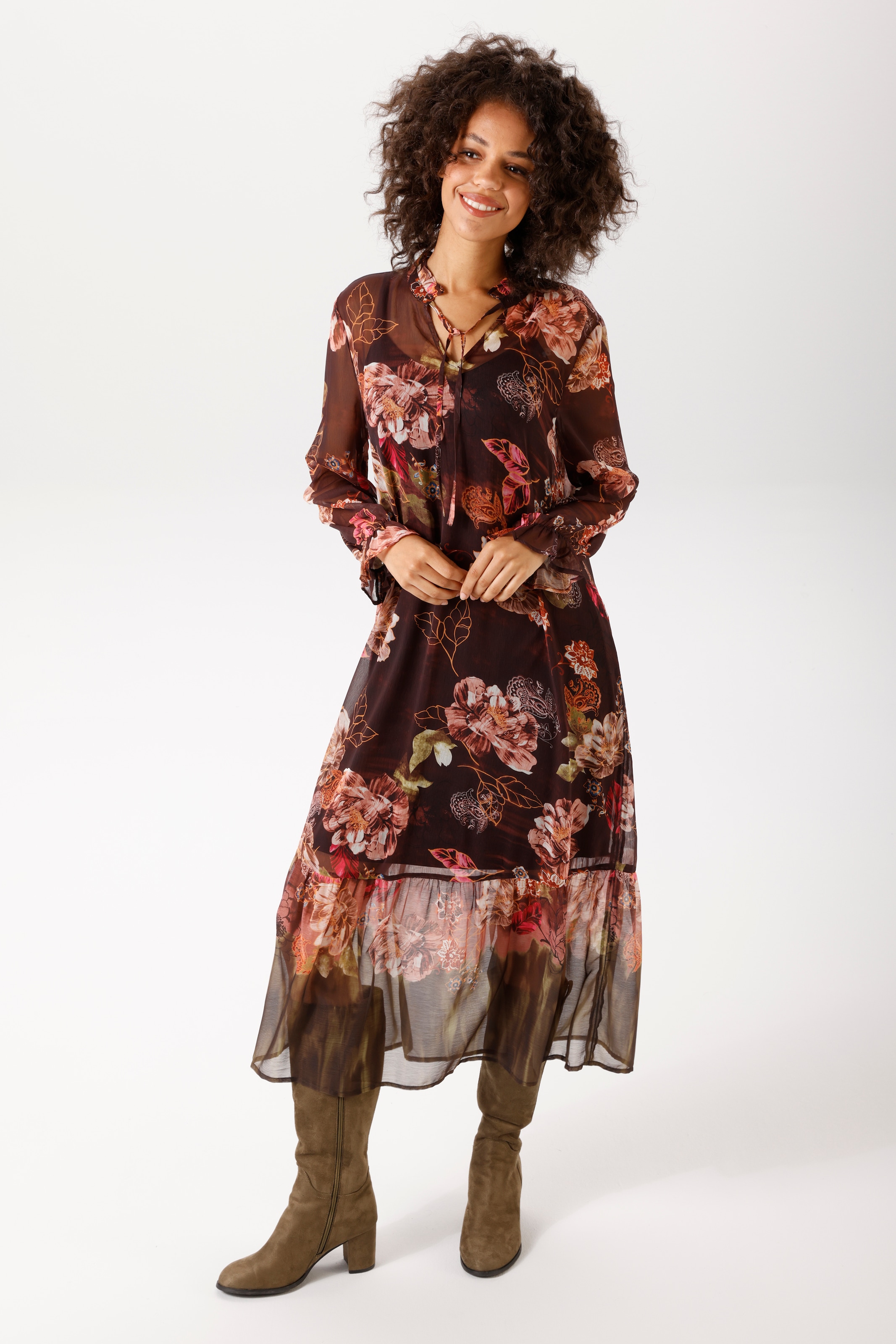Image of Aniston CASUAL Blusenkleid mit grossflächigen, farbenfrohen Blumendruck - NEUE KOLLEKTION