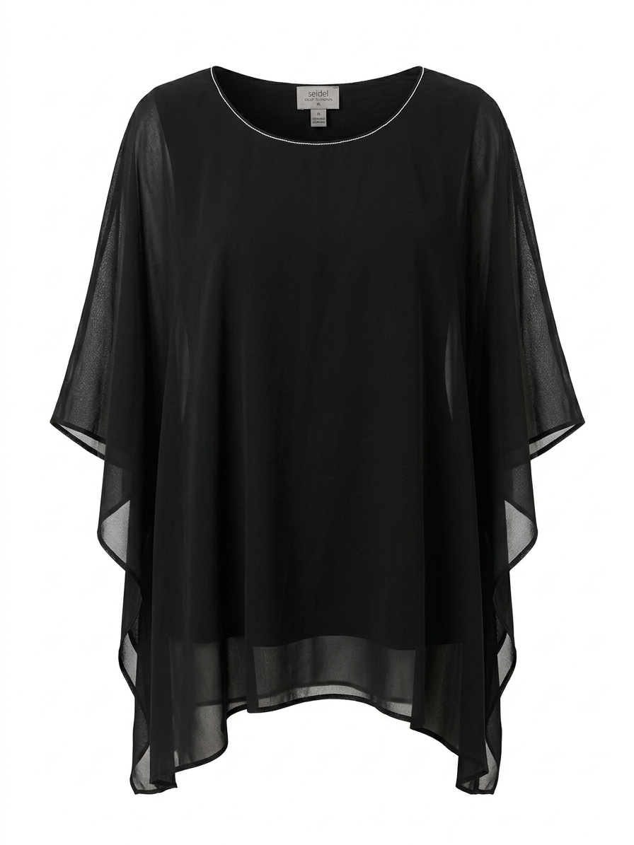 Seidel Moden Blusenponcho Überschnittene Bluse im Poncho-Stil - MADE IN GERMANY