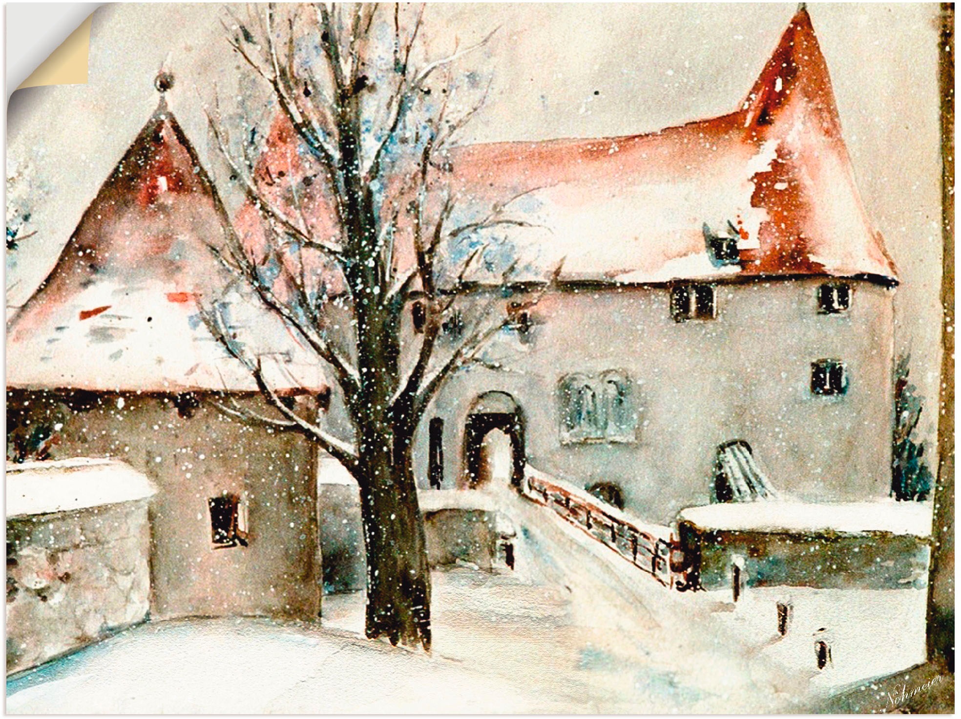 Image of Artland Wandbild »Winter auf der Burg«, Gebäude, (1 St.), in vielen Grössen & Produktarten -Leinwandbild, Poster, Wandaufkleber / Wandtattoo auch für Badezimmer geeignet bei Ackermann Versand Schweiz