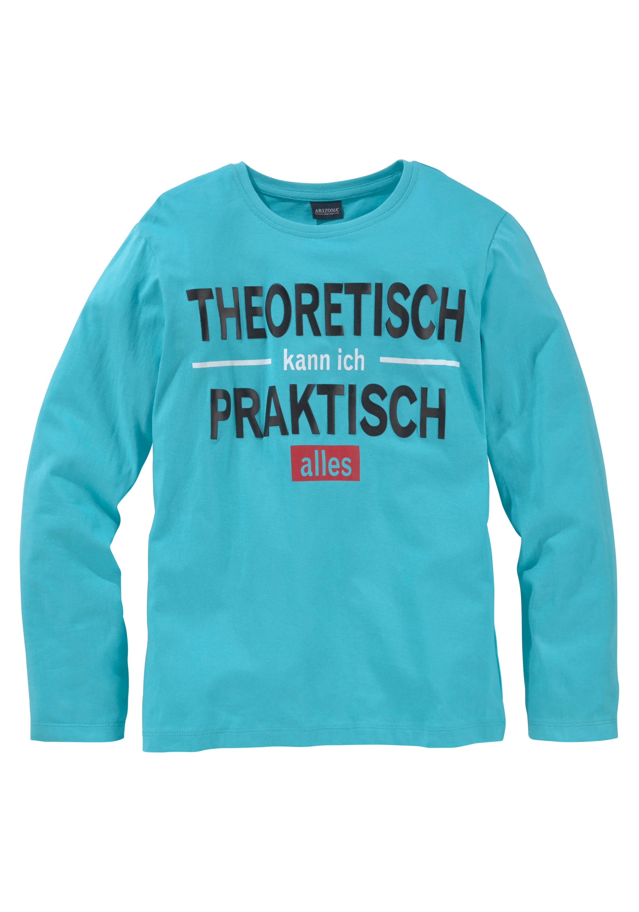 Vortrefflich ✌ KIDSWORLD Langarmshirt Acheter ALLES«, Spruch ICH »THEORETISCH ligne en KANN PRAKTISCH