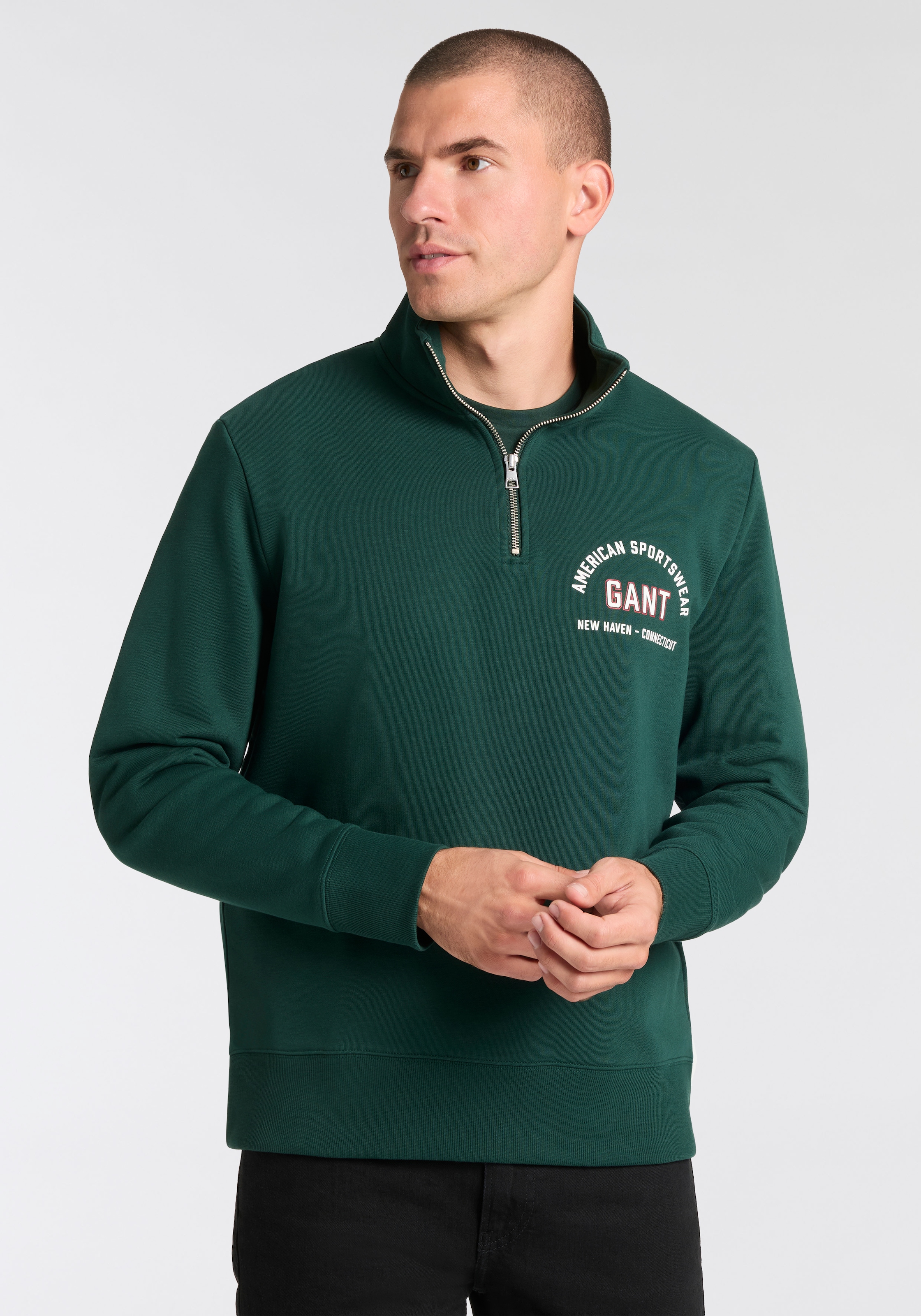 Image of Gant Sweatshirt, Stehkragen mit Reissverschluss