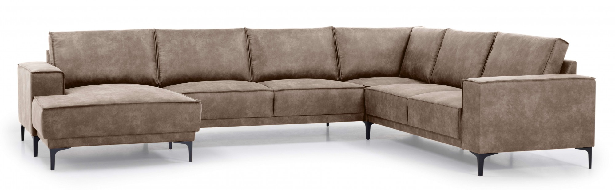 Places of Style Wohnlandschaft »XXL Sofa Oland, Struktur, Flachgewebe, Luxus-Microfaser, Boucle«, U-Form, 342 cm, Wellenunterfederung, Skandi-Design, Metallfüsse