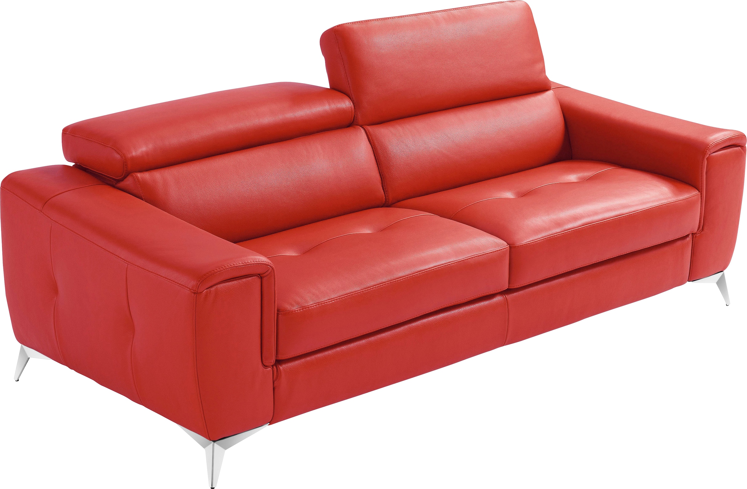 Image of Egoitaliano Schlafsofa "Francine Designsofa, Loungesofa mit Dauerschlaffunktion, Breite 233 cm" mit Bettfunktion, Leder BULL, kirschrot, Fussfarbe chrom