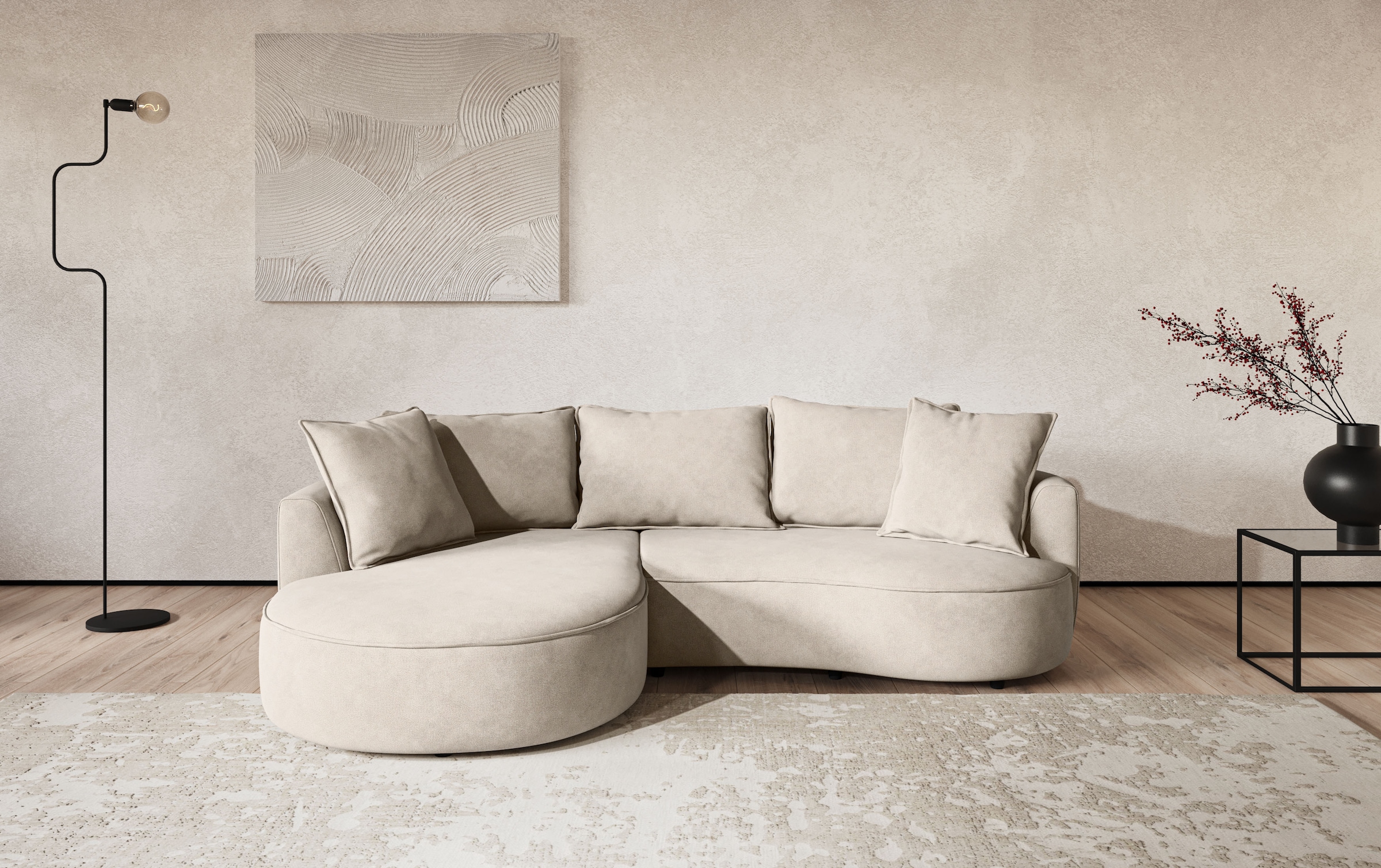 COTTA Canapé d'angle »Sana L-Form, Breite 260 cm« Loungesofa mit Wellenunterfederung