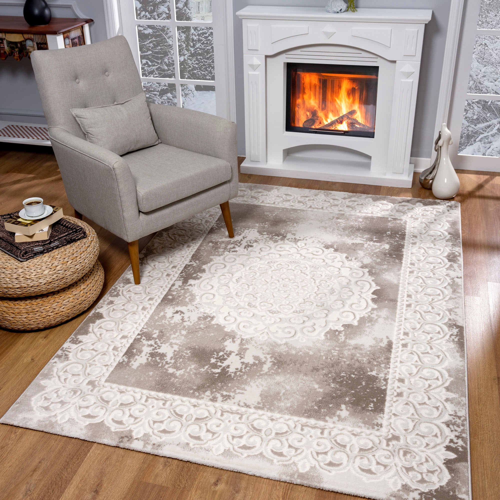 Image of Sanat Teppich "Harmony 3205, auch als Läufer und rund" rechteckig 12 mm Höhe Wohnzimmer, Kurzflor, modern, Orient Optik, Schlafzimmer