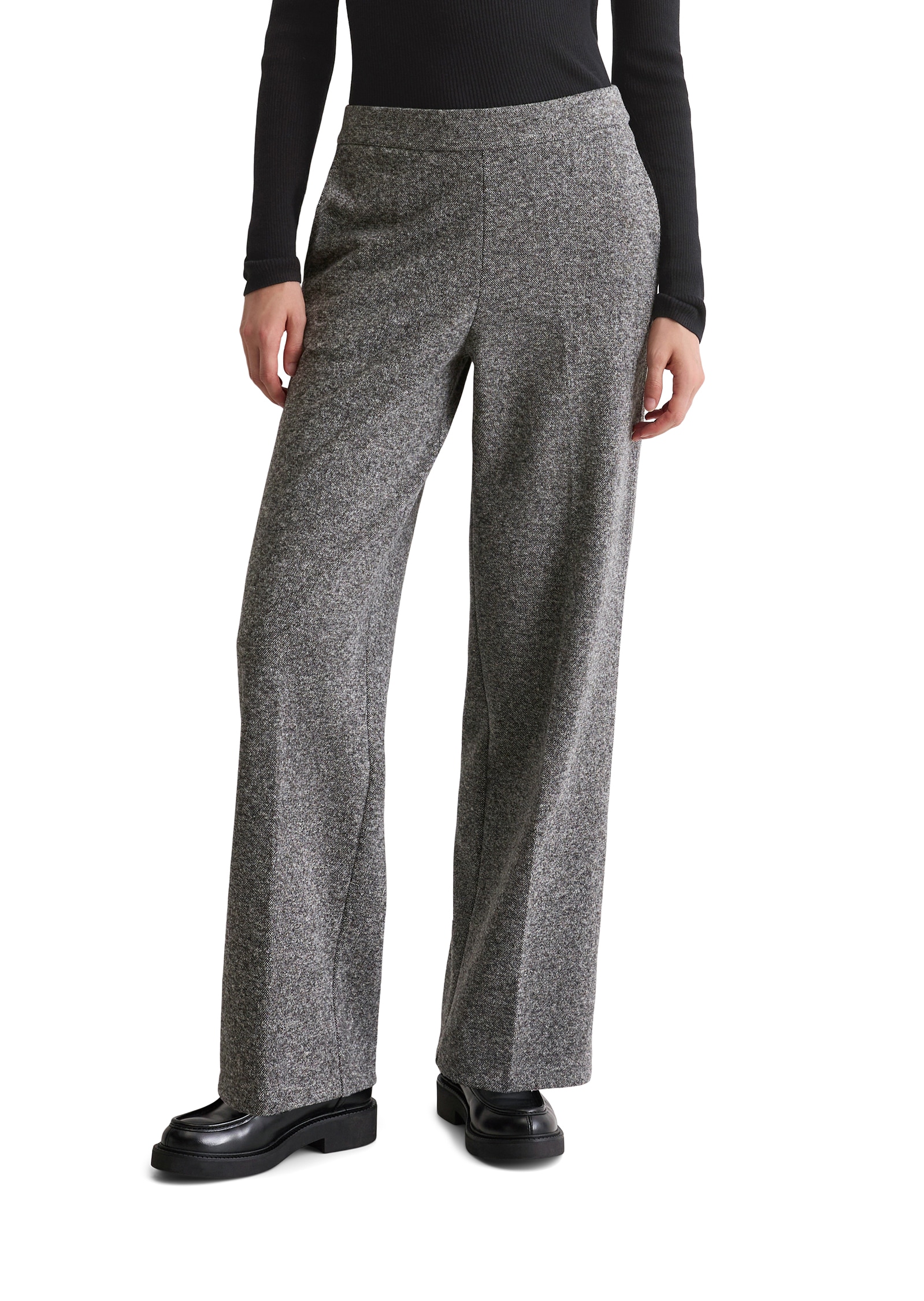 Image of Marc OPolo Jerseyhose relaxed fit, Tweed Jersey, Schlupfstyle