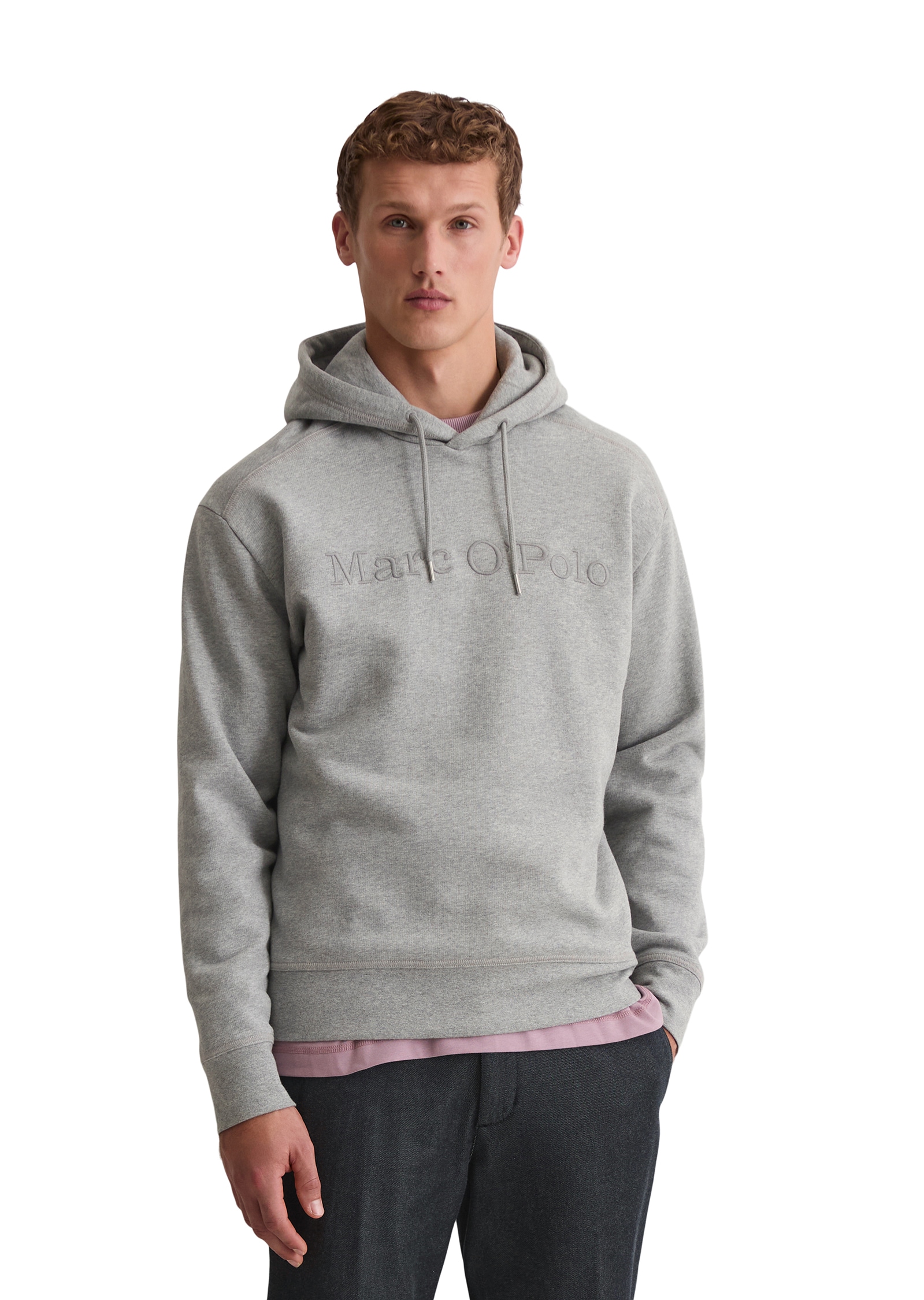 Image of Marc OPolo Hoodie "relaxed fit aus weicher Bio-Baumwolle", Ton-in-Ton Stickerei auf der Brust