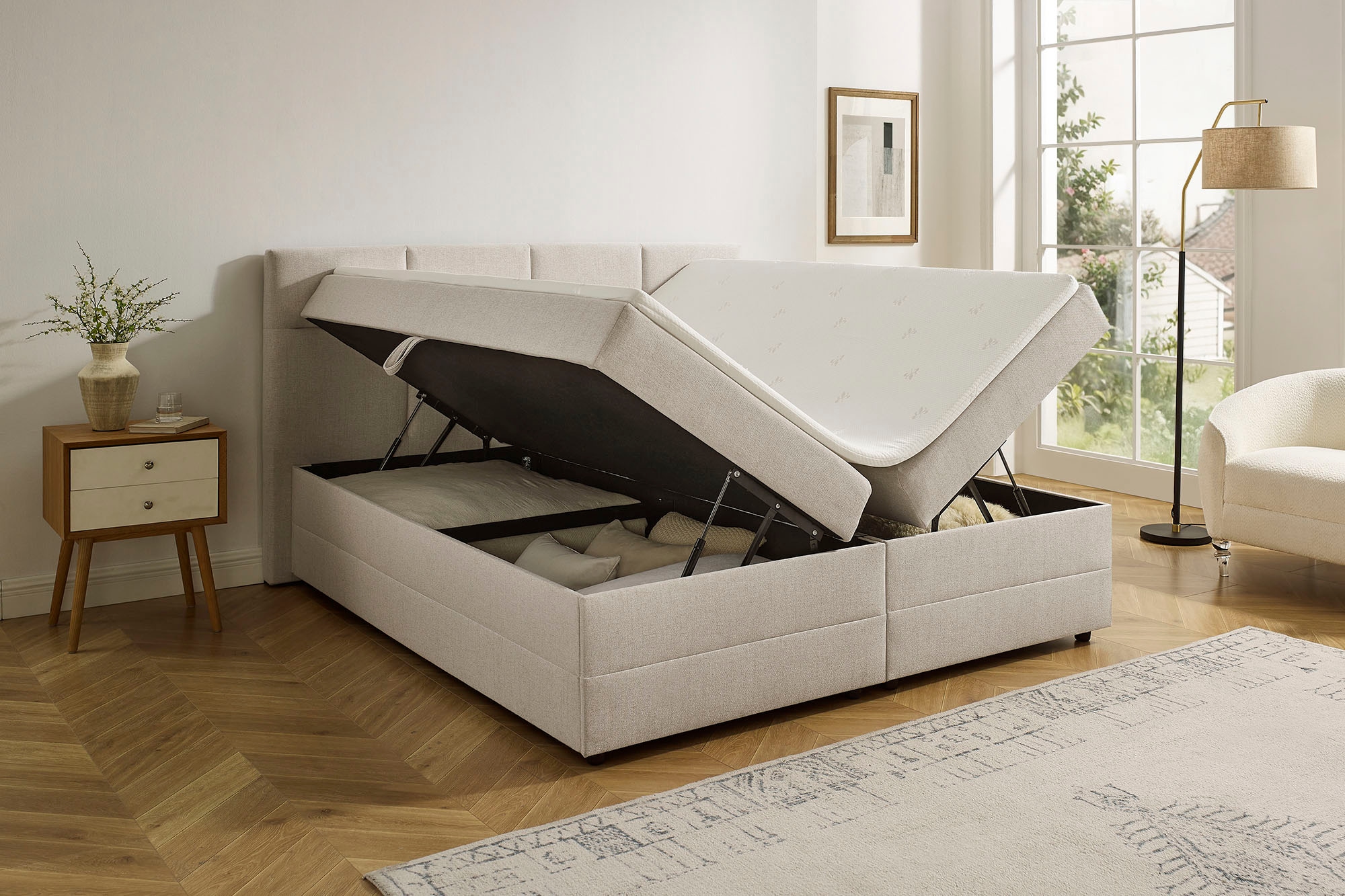 GOODproduct Boxbett »Fillmore inkl. Bettkasten, Liegefläche 180x200 cm, in Boxspring-Optik« inkl. Topper, erhältlich in verschiedenen Farben