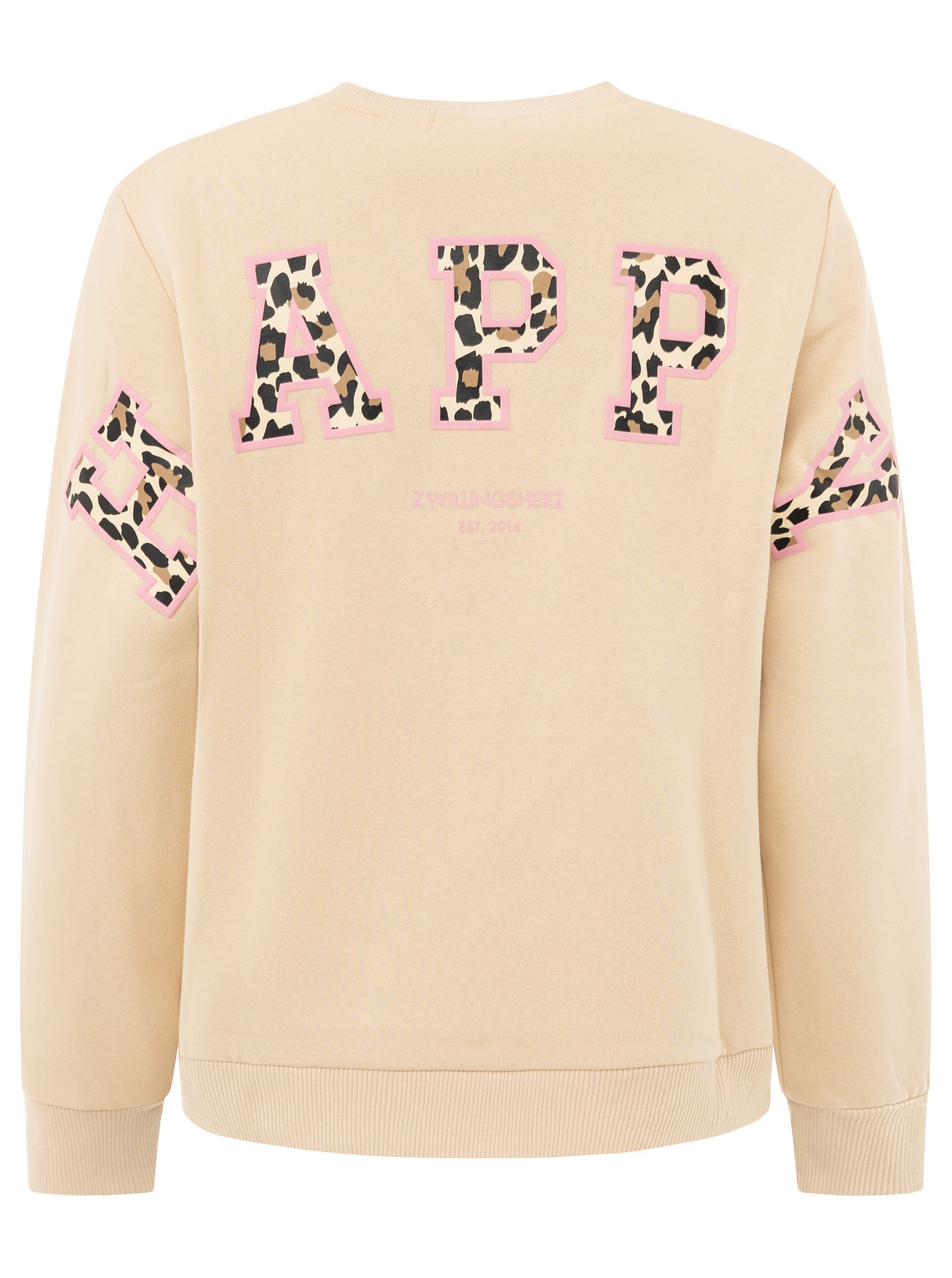Zwillingsherz Sweatshirt »"Happy Leo Lettering"«, Rundhals, grosser Leo-Schriftzug auf der Schulter, elastische Bündchen

