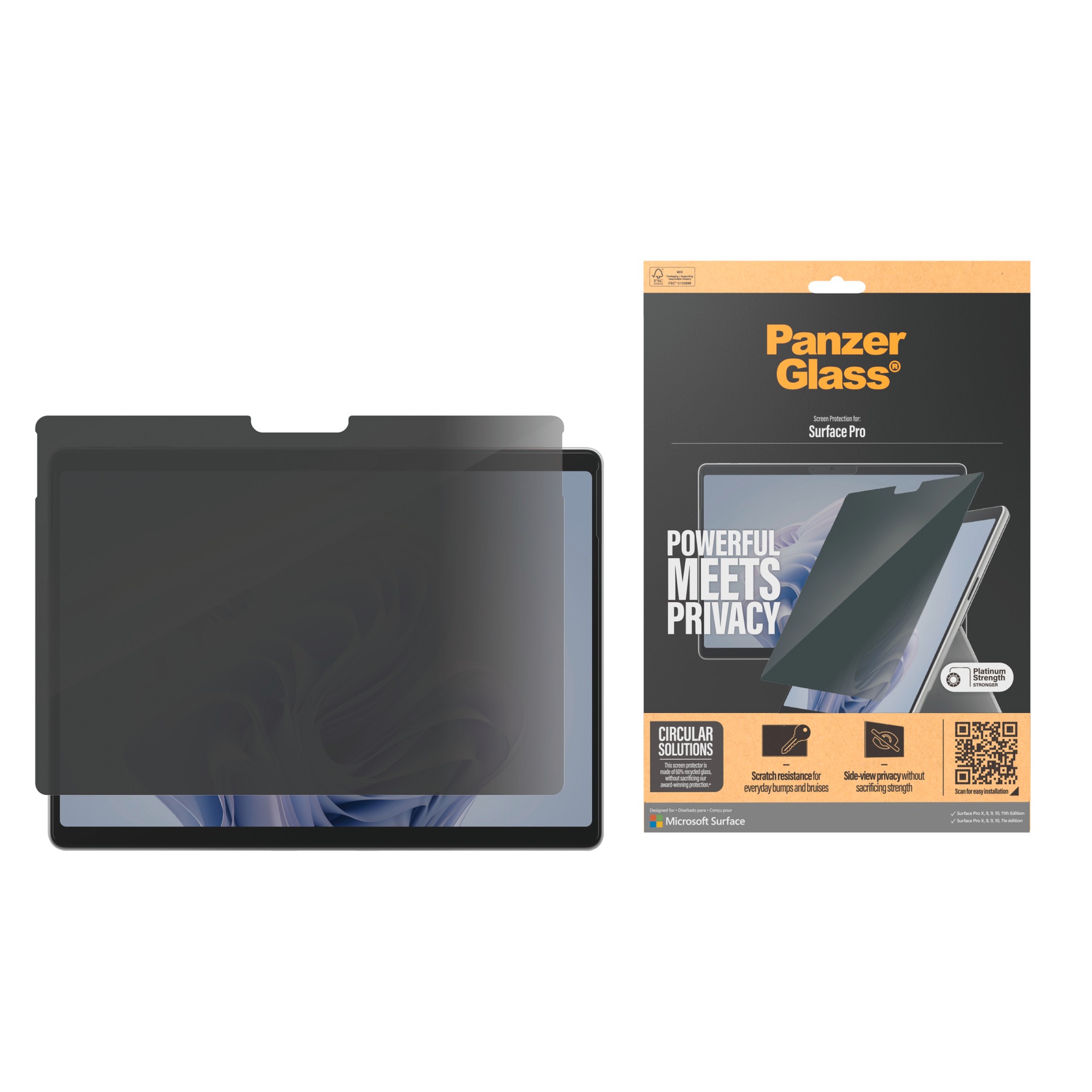Image of CARE by PanzerGlass Displayschutzfolie "Privacy Filter Screen Protector" für Microsoft Surface Pro X;Microsoft Surface Pro 8/9/10/11 Displayschutz, Schutzfolie, Blickschutz, kratz- & stossfest