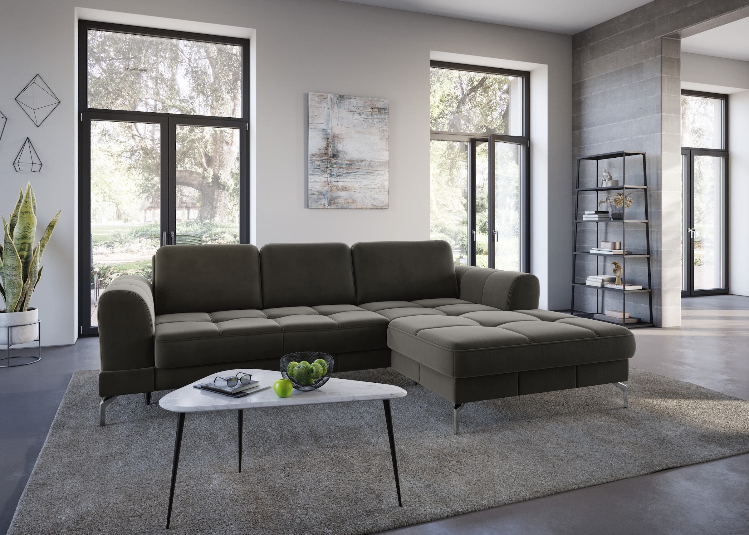 sit&more Ecksofa »Bendigo L-Form« inklusive Sitztiefenverstellung, Bodenfreiheit 15 cm, 2 Fussfarben